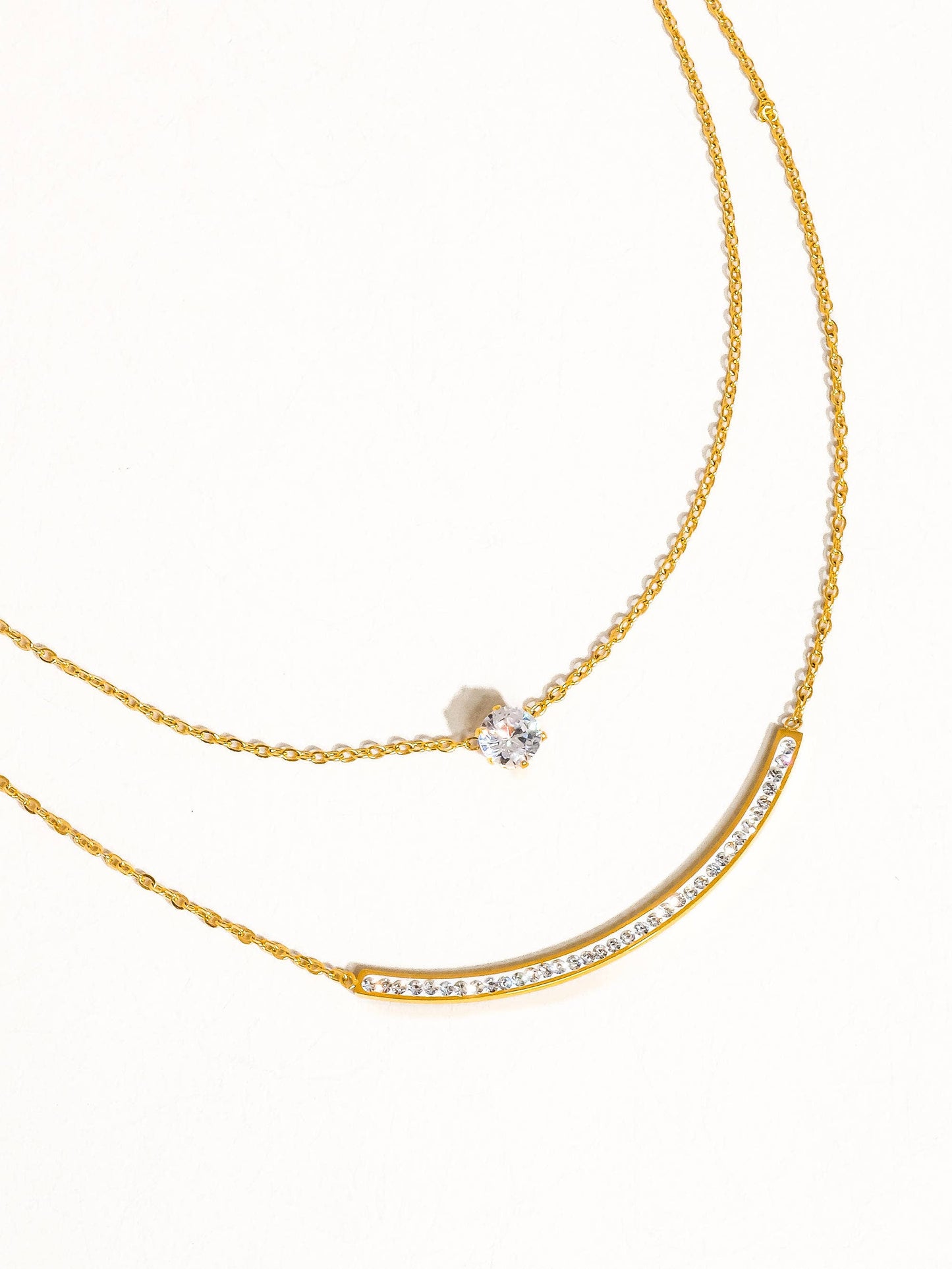 Lorenza 18K Gold Non-Tarnish Layered Smile CZ Necklace