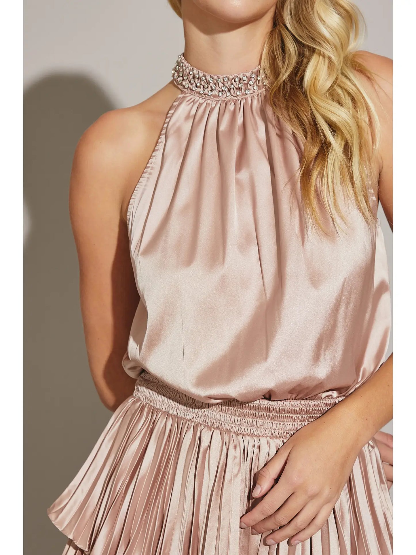 MS Halter Neck Pleated Dress