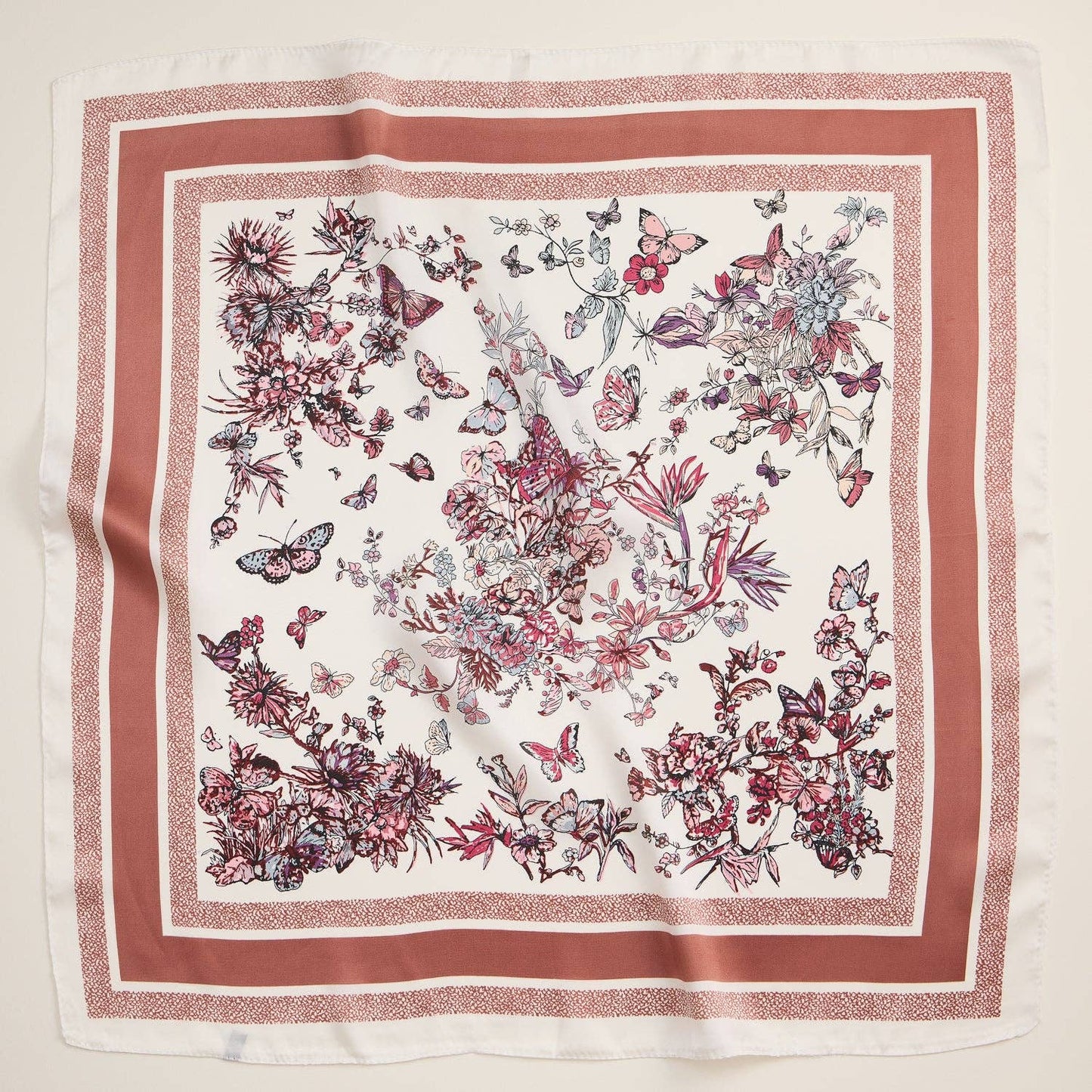 Floral Butterfly Silk Scarf