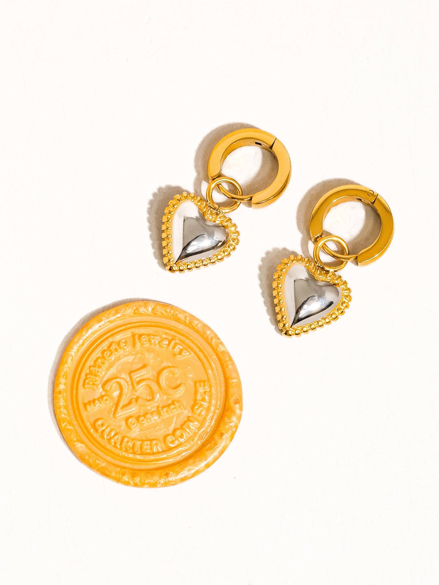Savon 18K Non-Tarnish Two Tone Classic Heart Earring