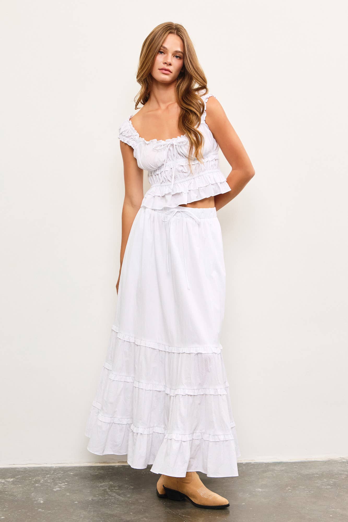 White Ruffle Sleeveless Top