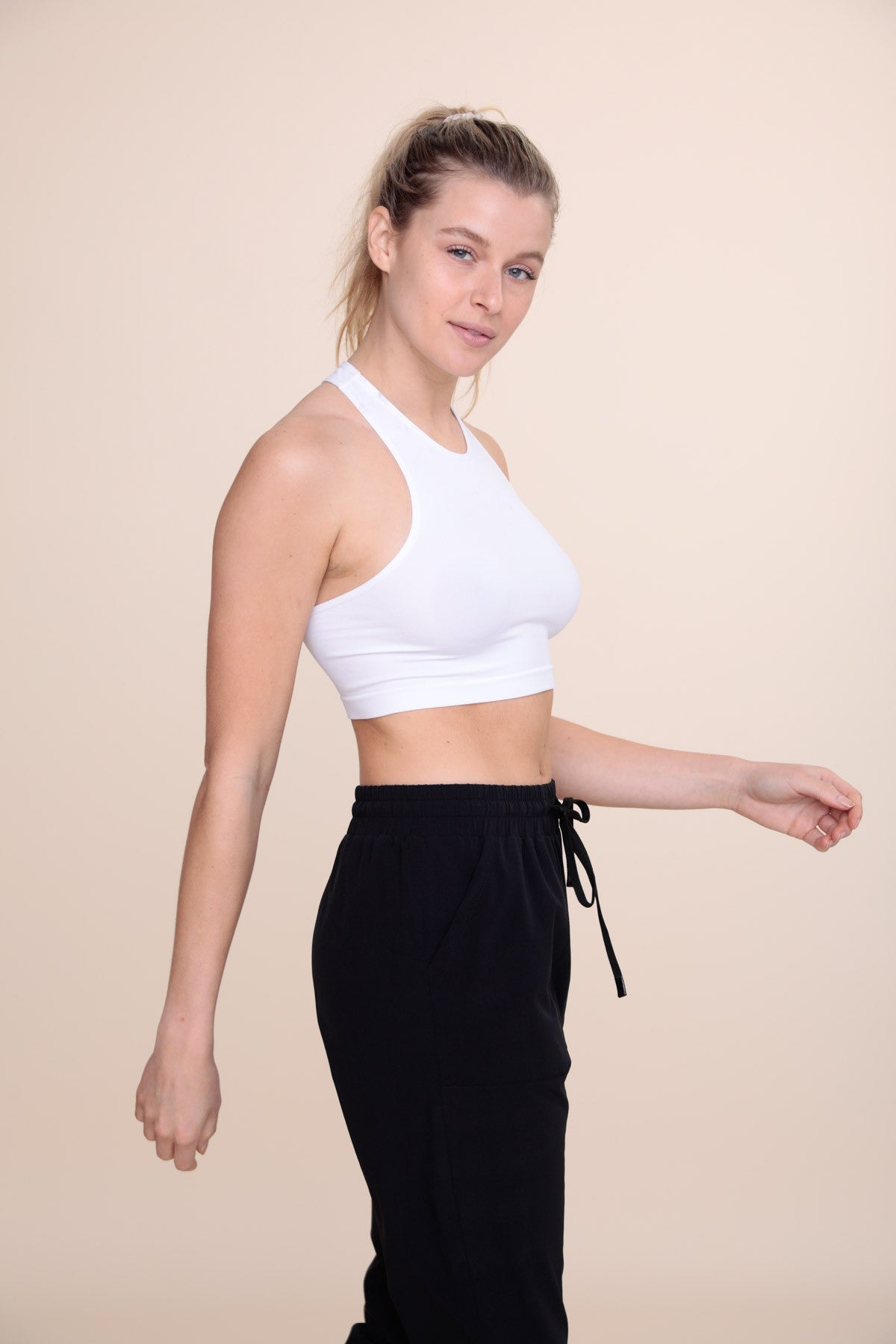 White Ribbed Extreme Racerback Active Top