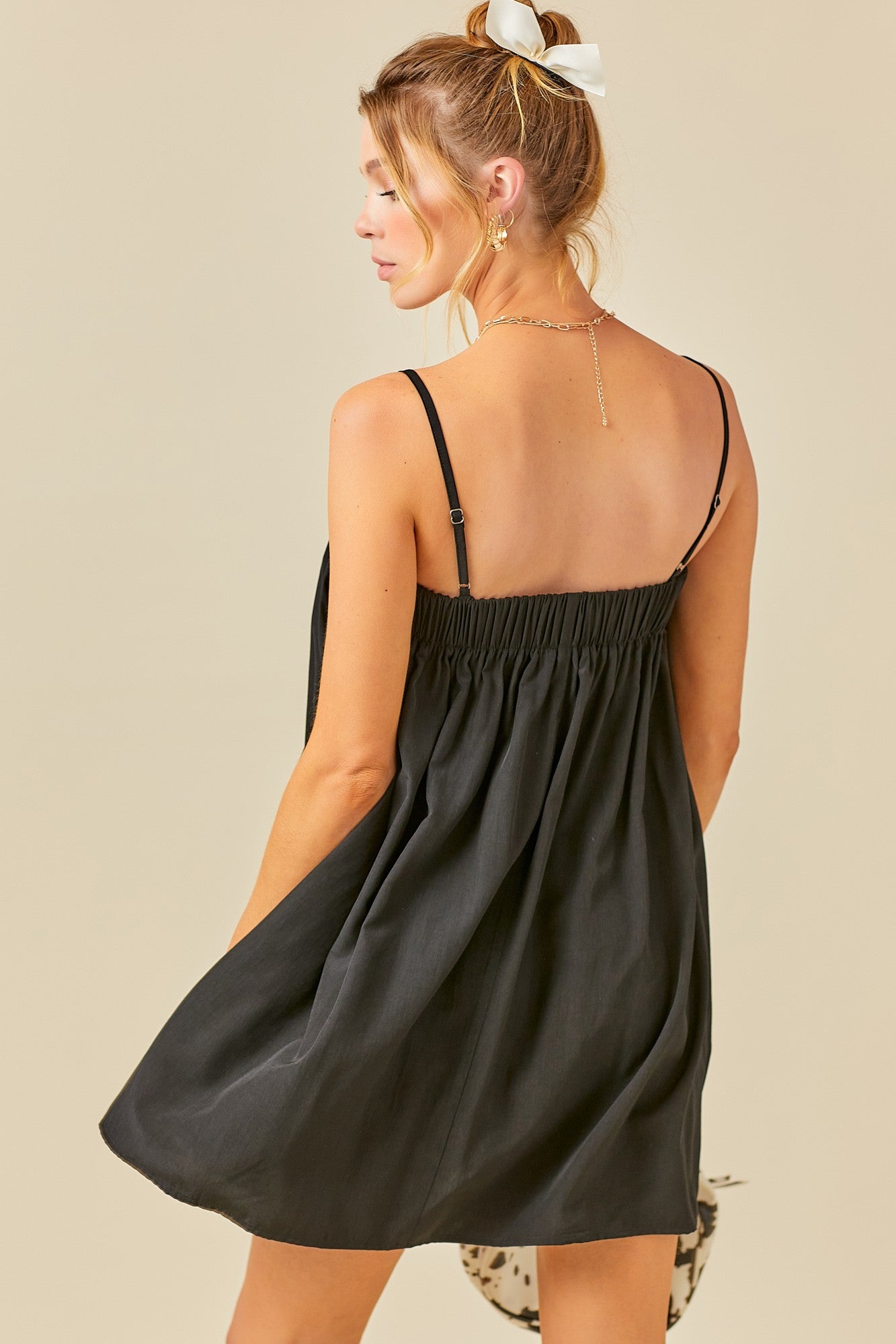 PINTUCK DETAILED CAMI MINI DRESS - DM