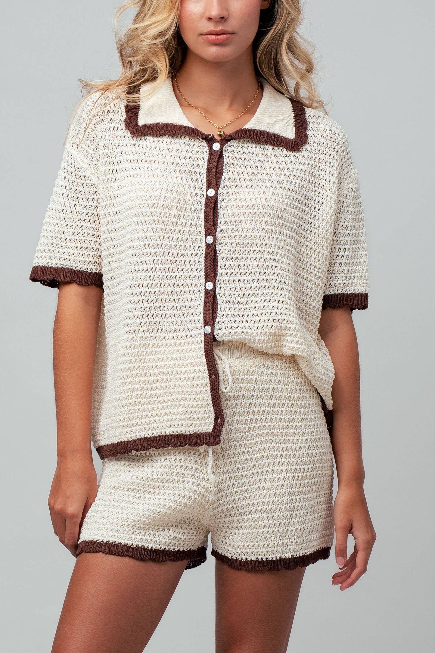 Talia Crochet Knit Two-Piece Set