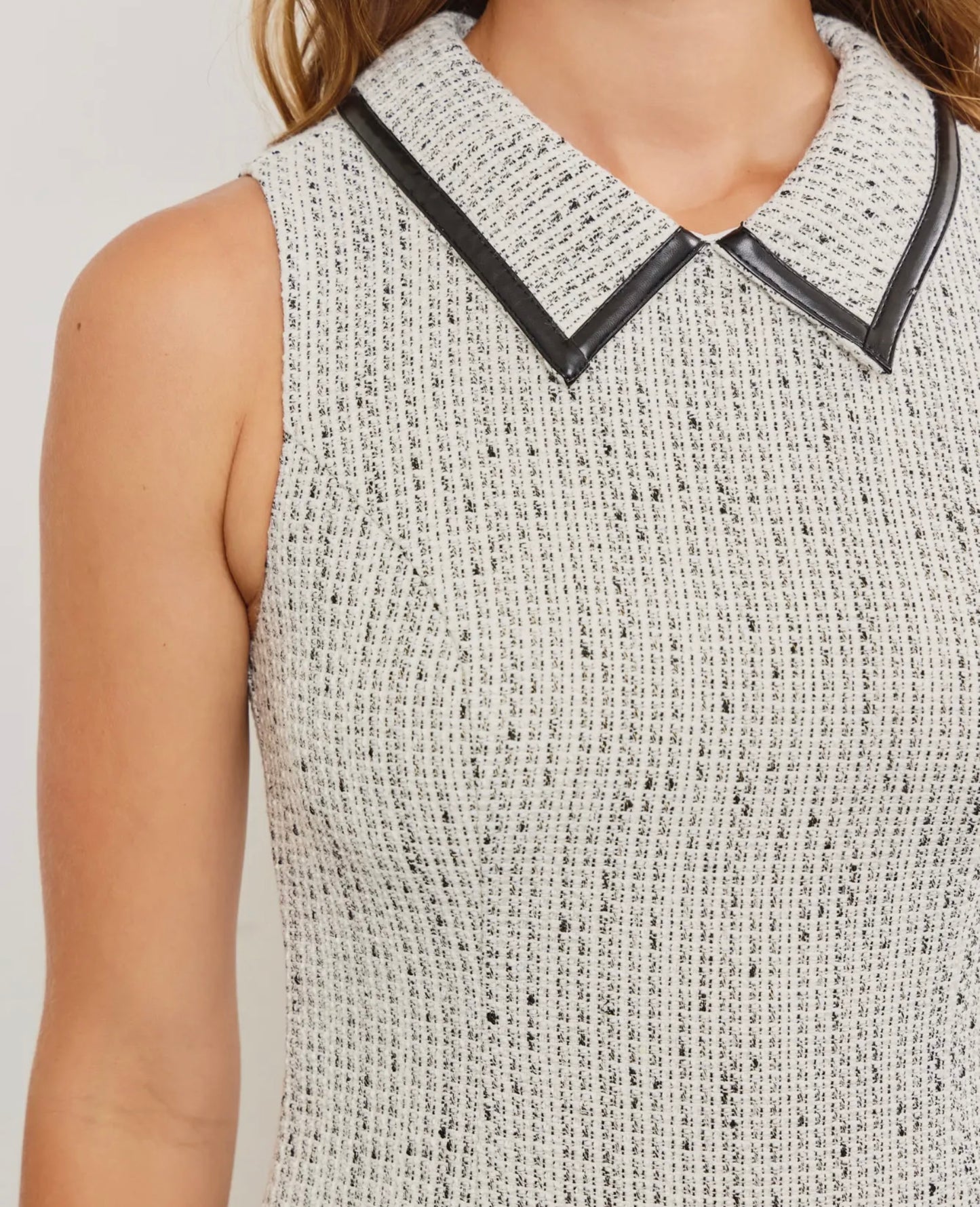 Ivory Pleated Dress With Collar