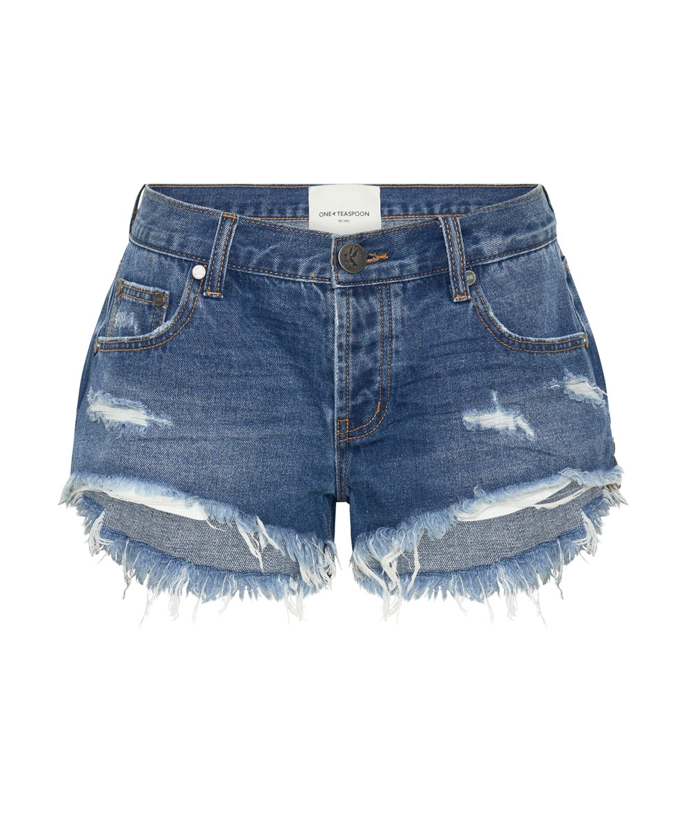 Bay Blue Bonitas Low Waist Denim Shorts - One Teaspoon
