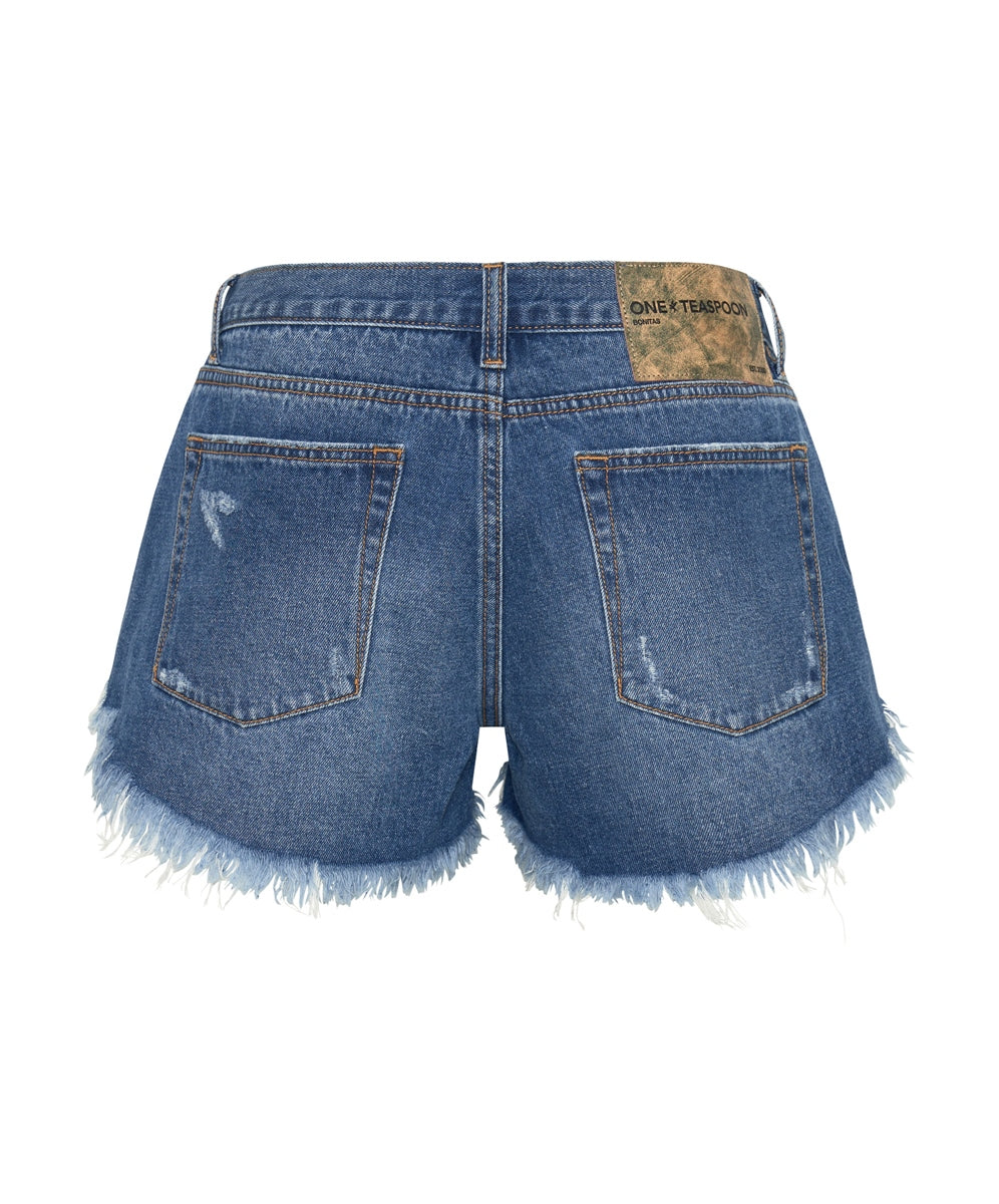 Bay Blue Bonitas Low Waist Denim Shorts - One Teaspoon
