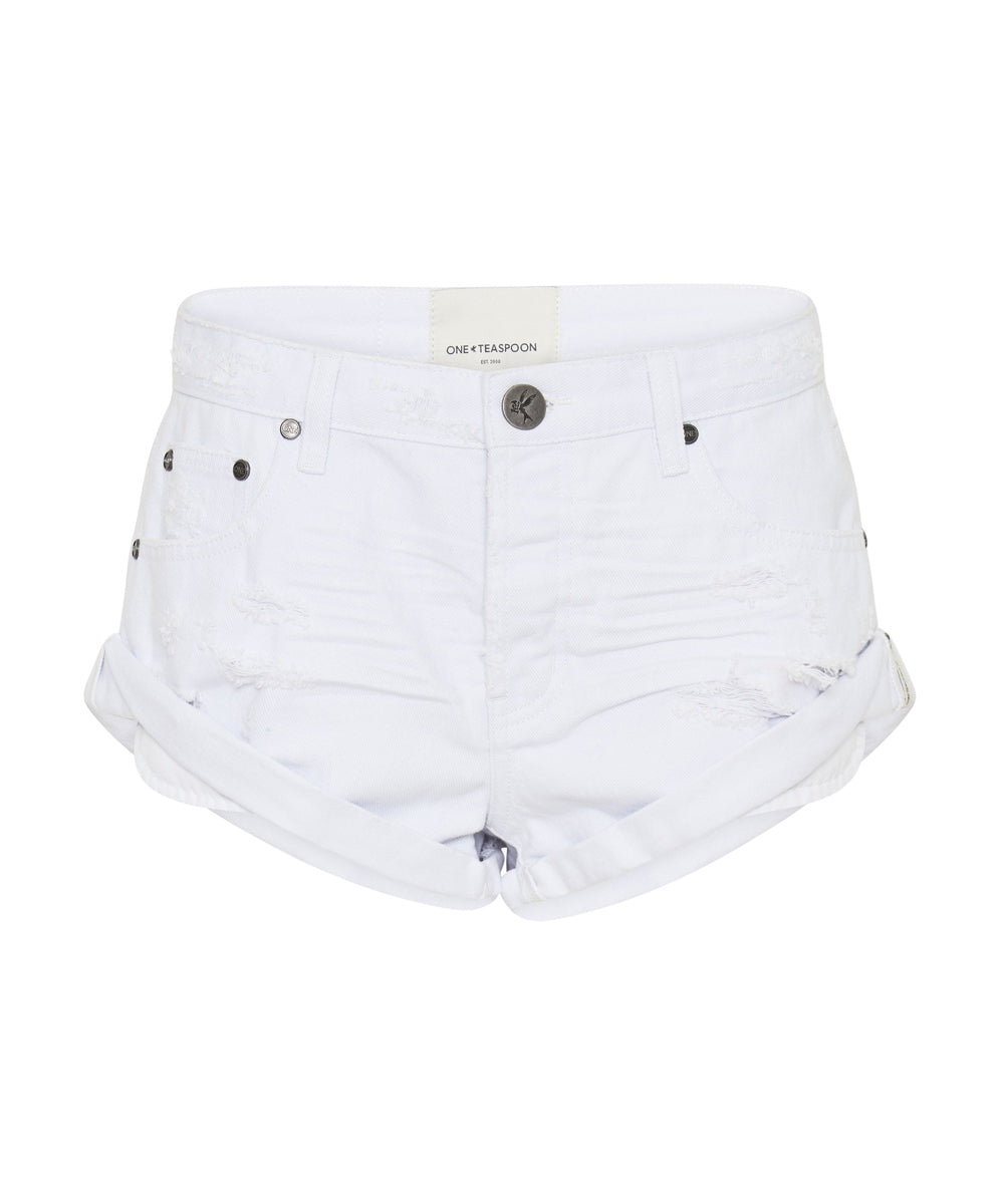 Fresh White Bandit Low Waist Denim Shorts - One Teaspoon