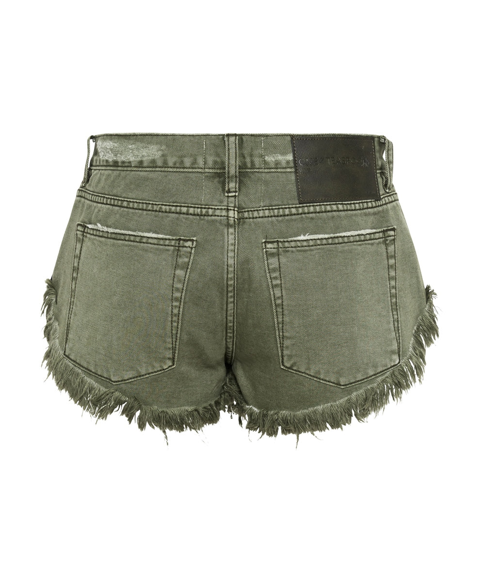 ST Khaki Dukes Low Waist Denim Shorts - ONE TEASPOON