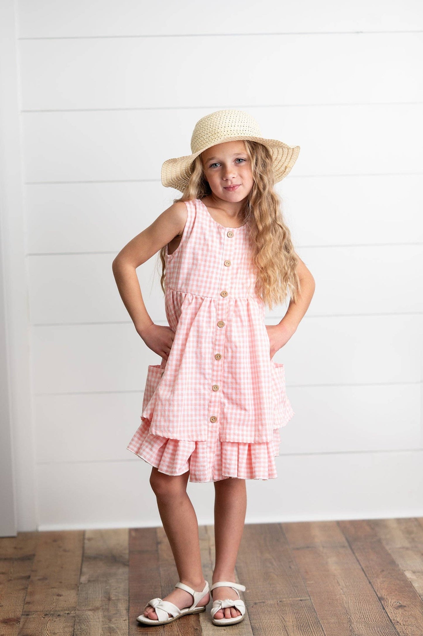 Tween Pink & White Gingham Dress