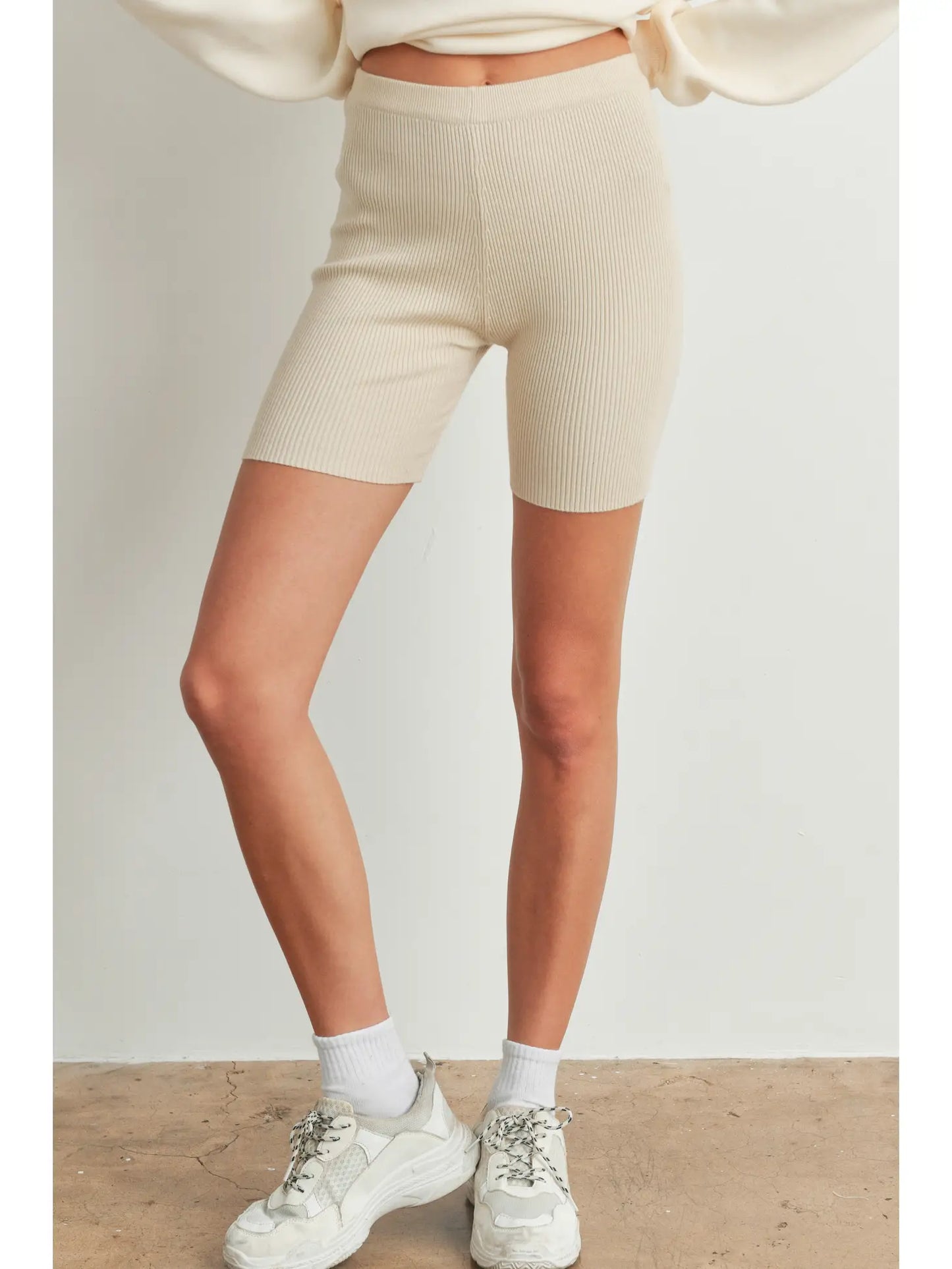 Sweater Ribbed Legging Shorts Women