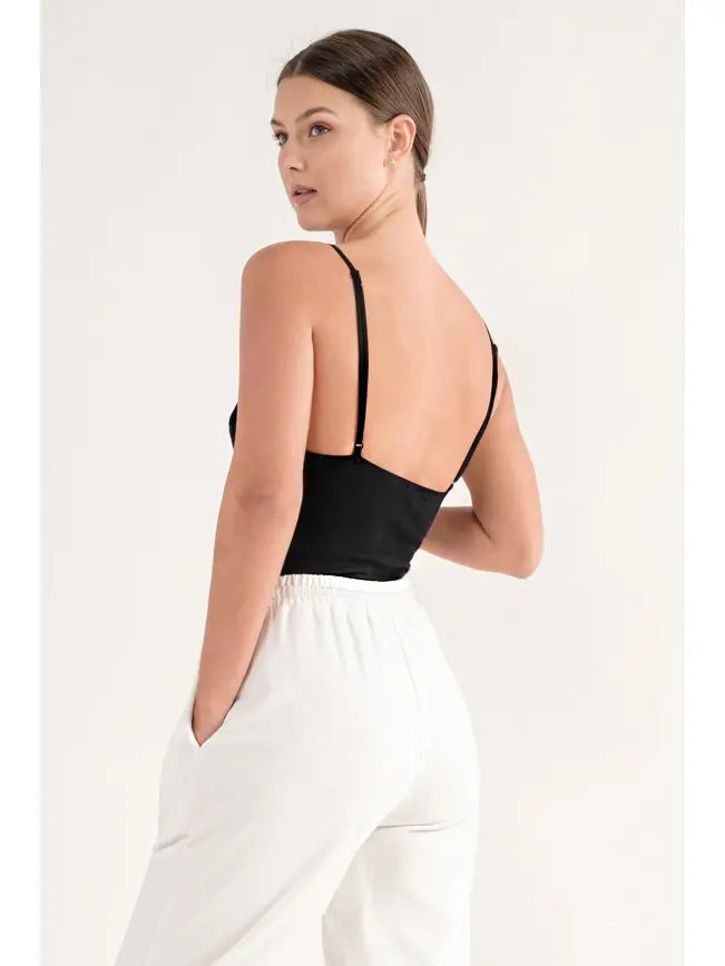 Hey Babe Bustier Bodysuit Knit Rib
