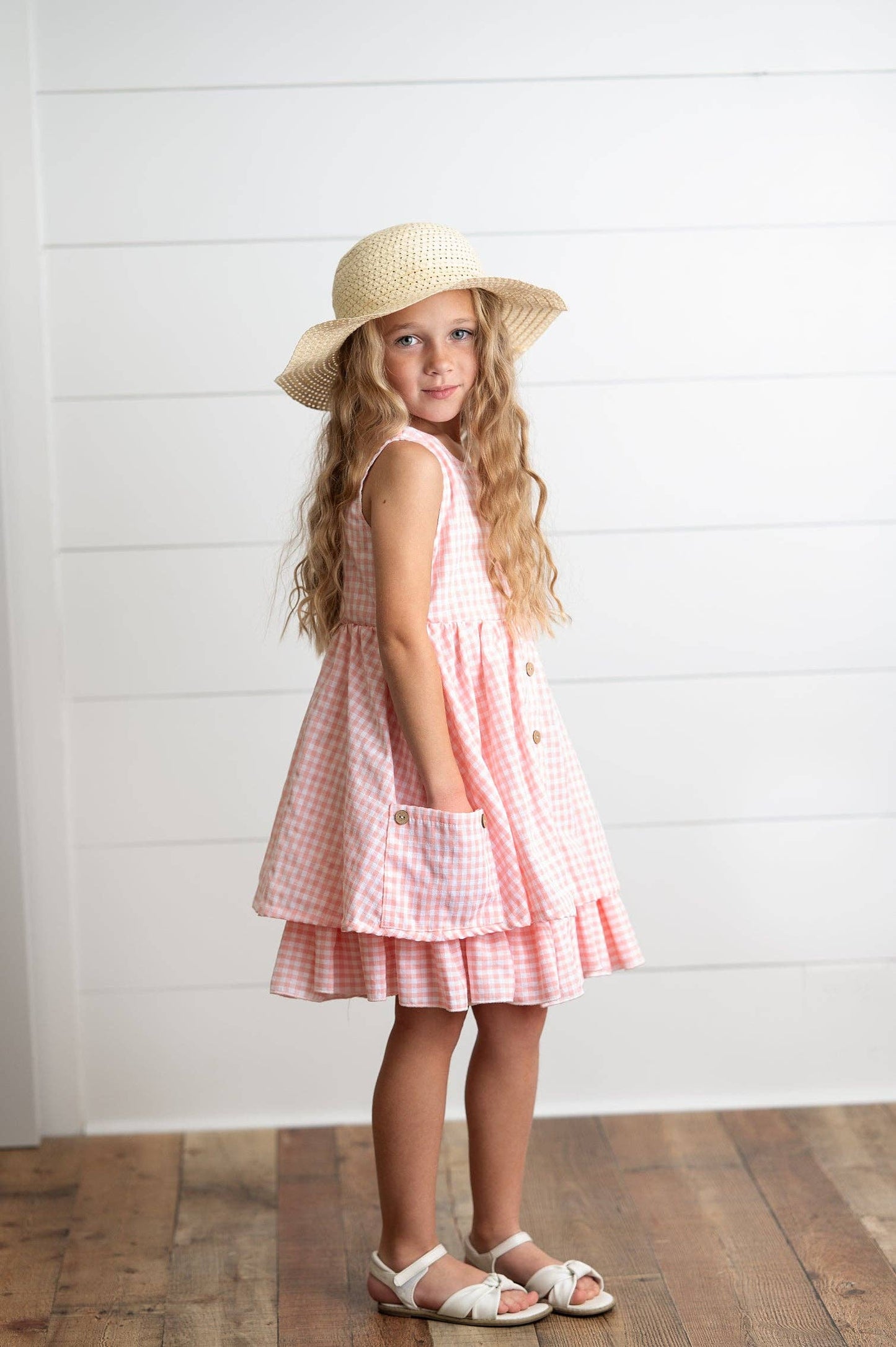 Tween Pink & White Gingham Dress