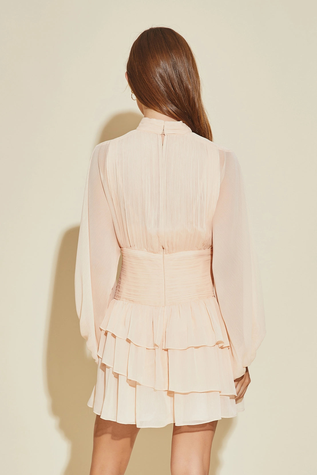MS Blush Pleated Tiered Dress