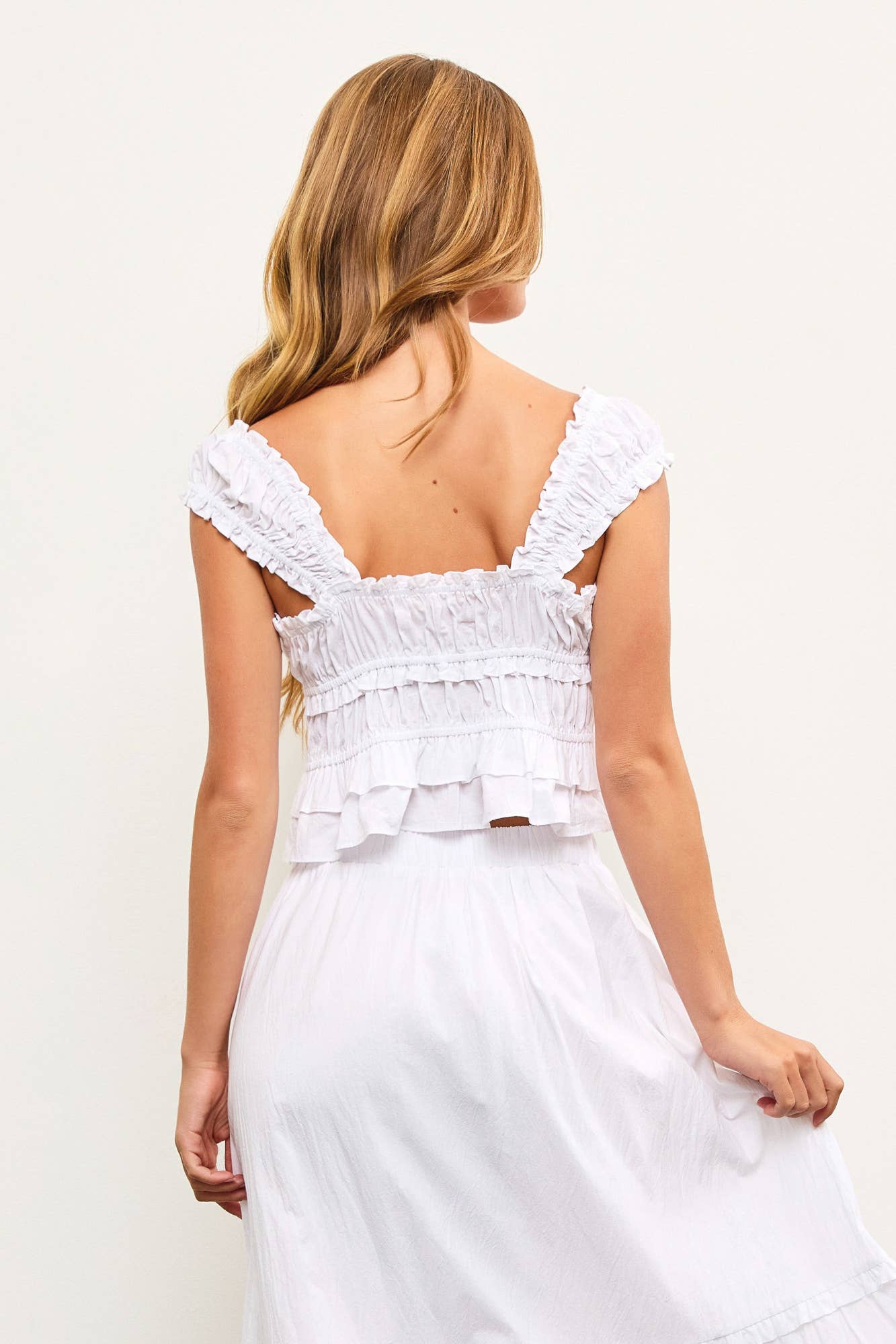 White Ruffle Sleeveless Top