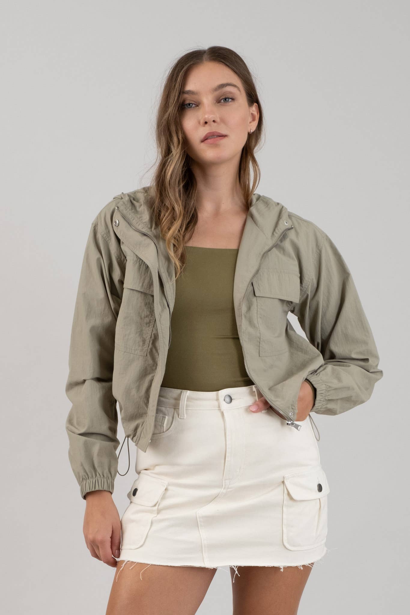 Zip Up Hooded Windbreaker Jacket