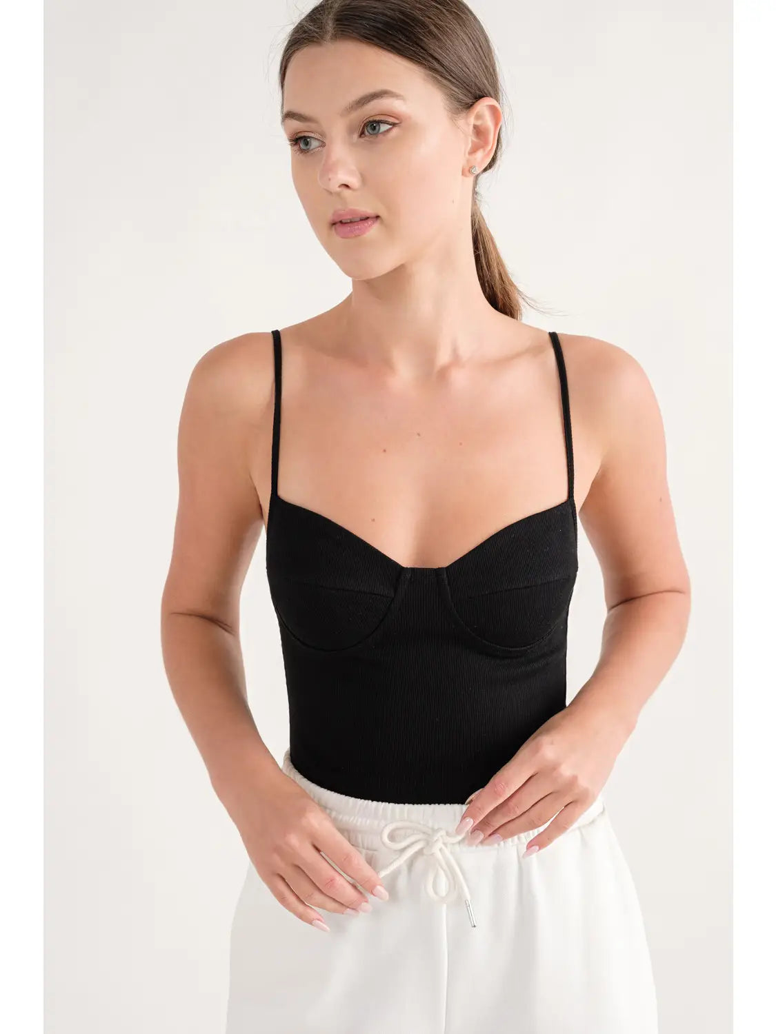 Hey Babe Bustier Bodysuit Knit Rib