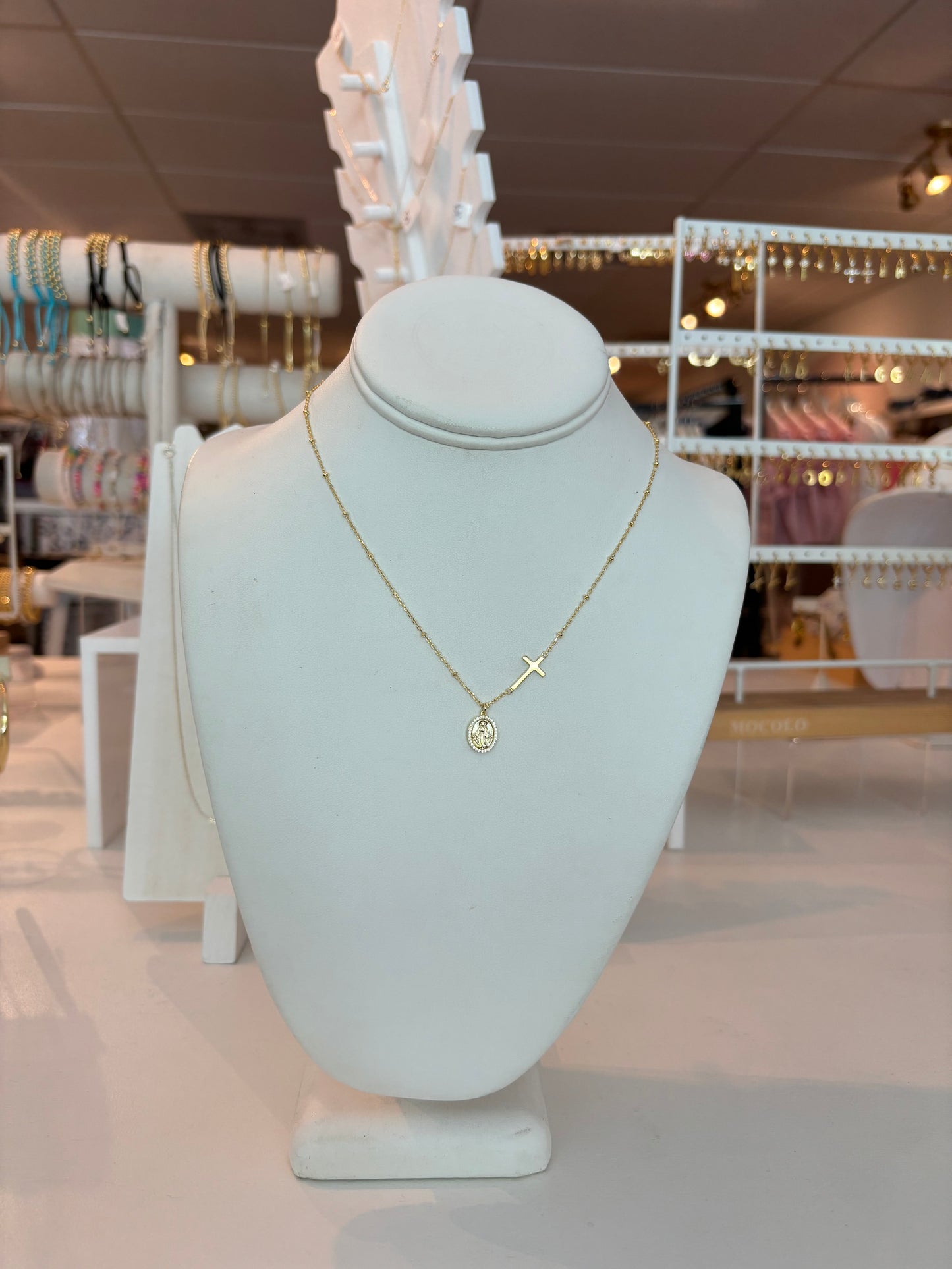 Sterling Silver Gold Plated Cross Jesus Dainty Necklace