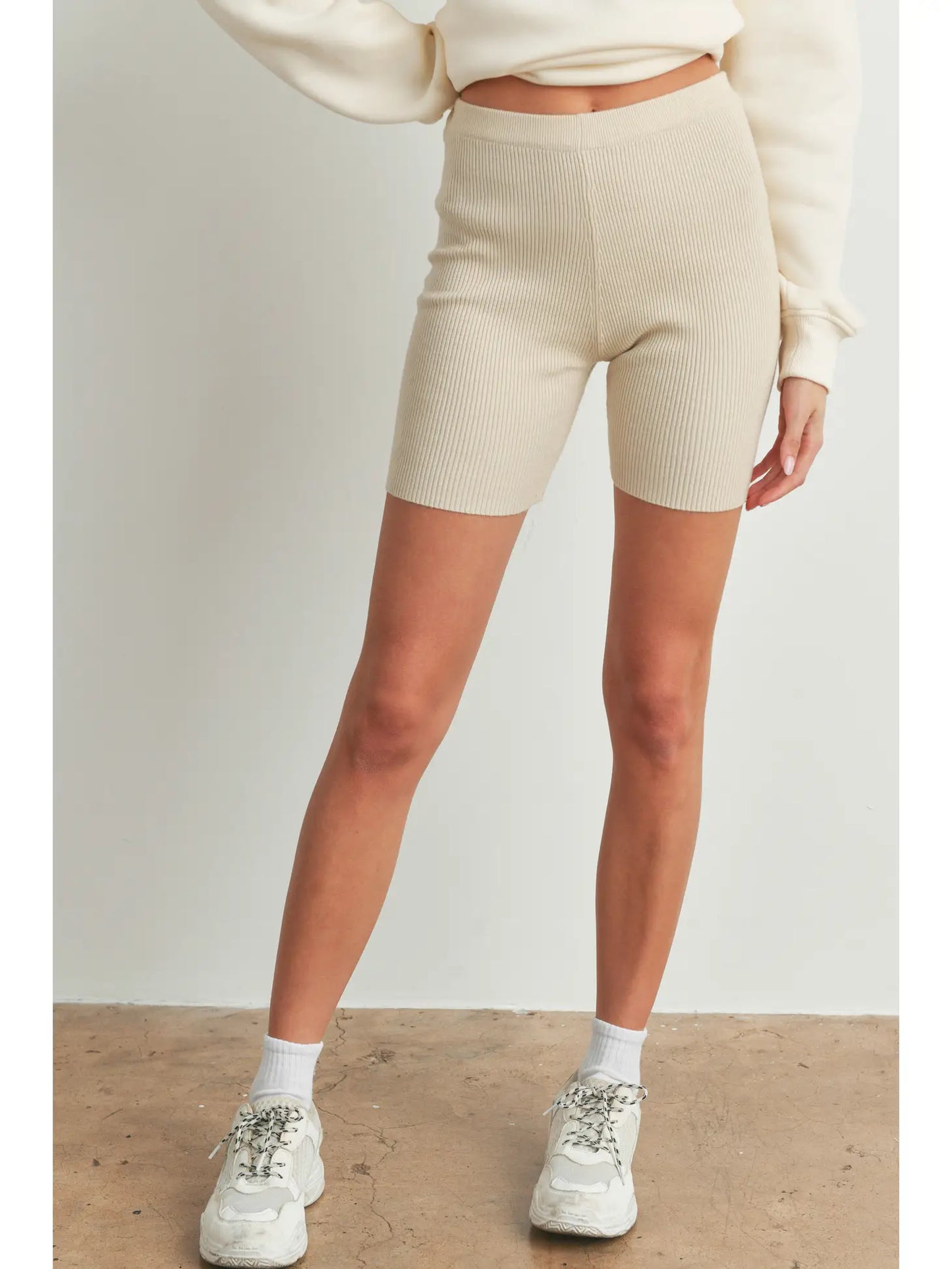 Sweater Ribbed Legging Shorts Women