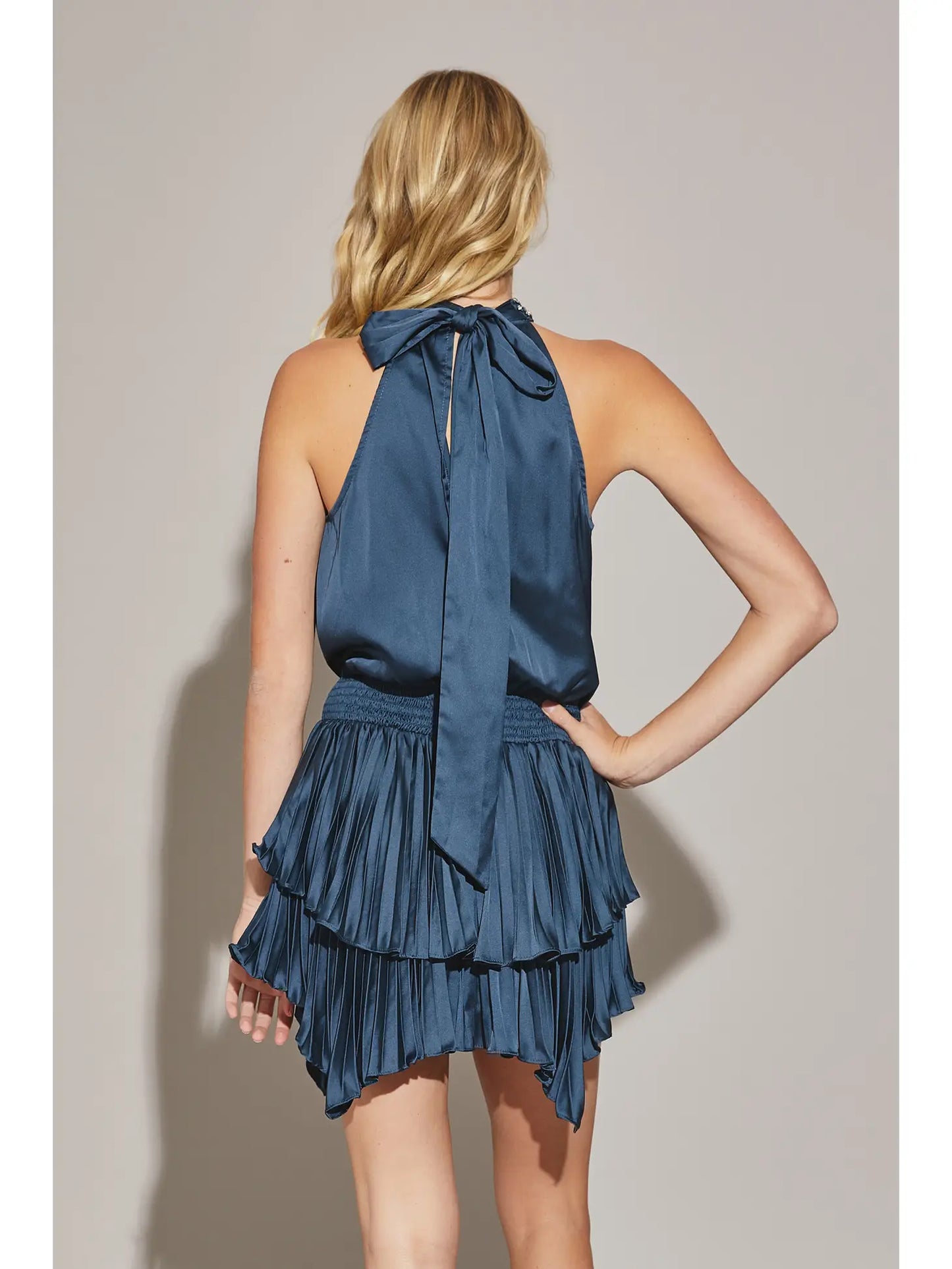 MS Halter Neck Pleated Dress