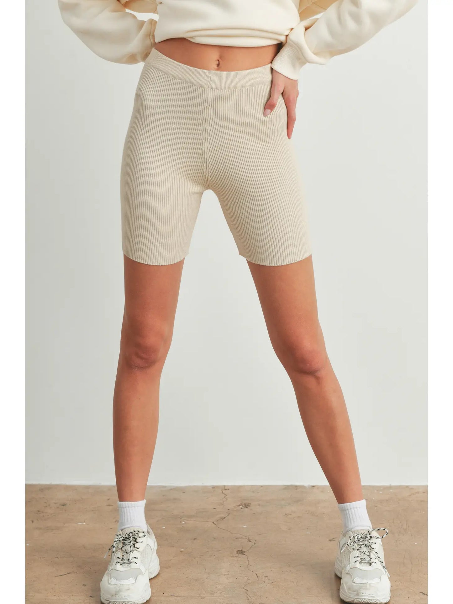 Sweater Ribbed Legging Shorts Women