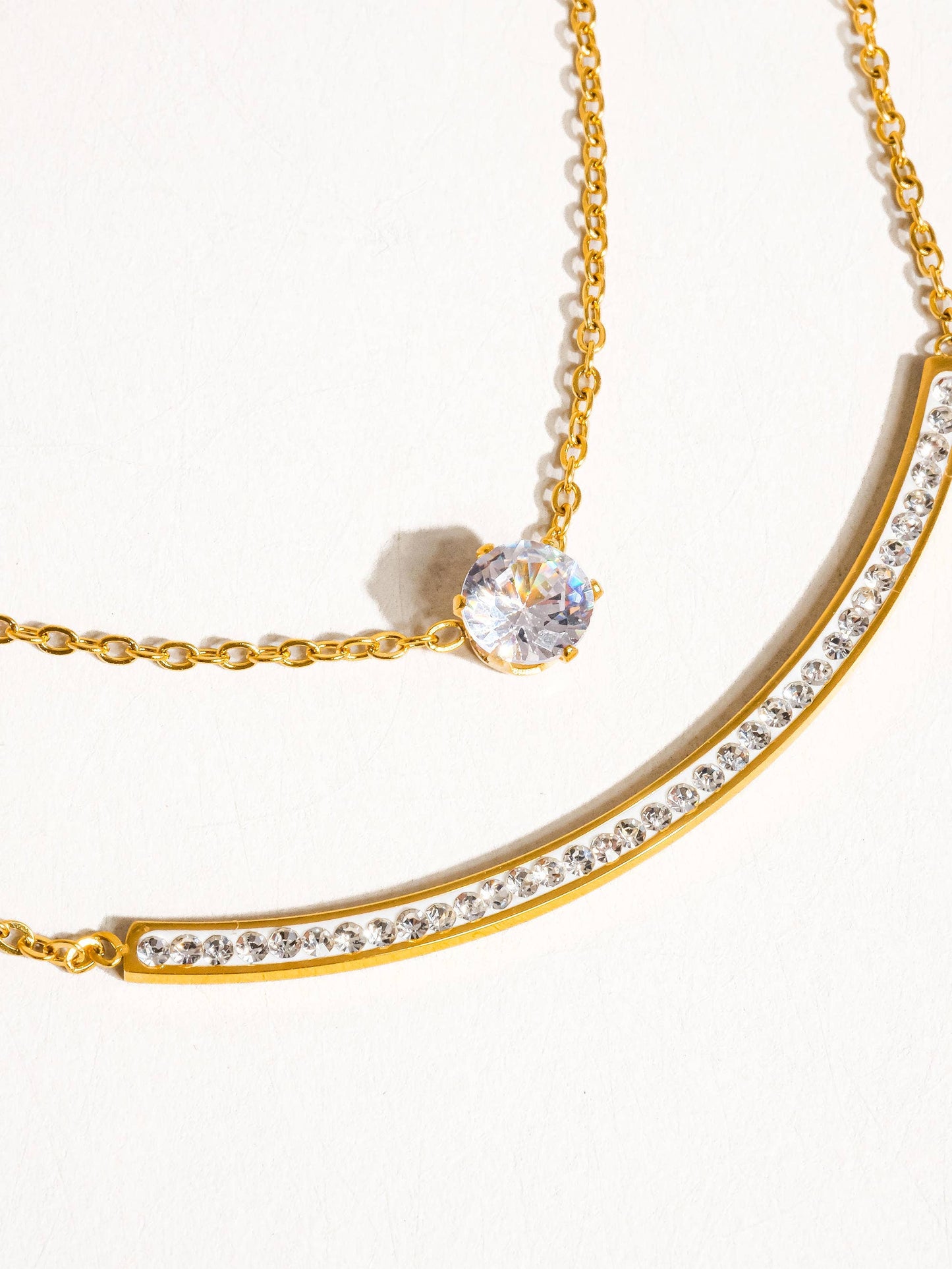 Lorenza 18K Gold Non-Tarnish Layered Smile CZ Necklace