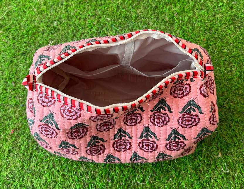 Small Floral Print Bag Indian Cotton Quilted Bag Makeup Bags