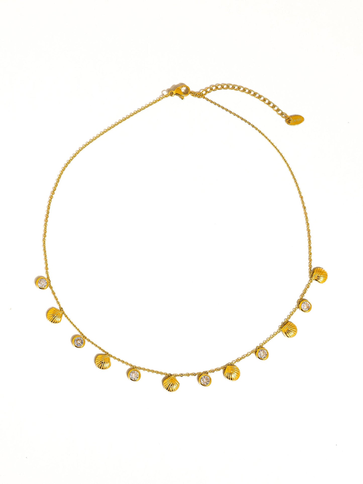 Sylvain 18K Gold Non-Tarnish CZ Shell Charm Necklace