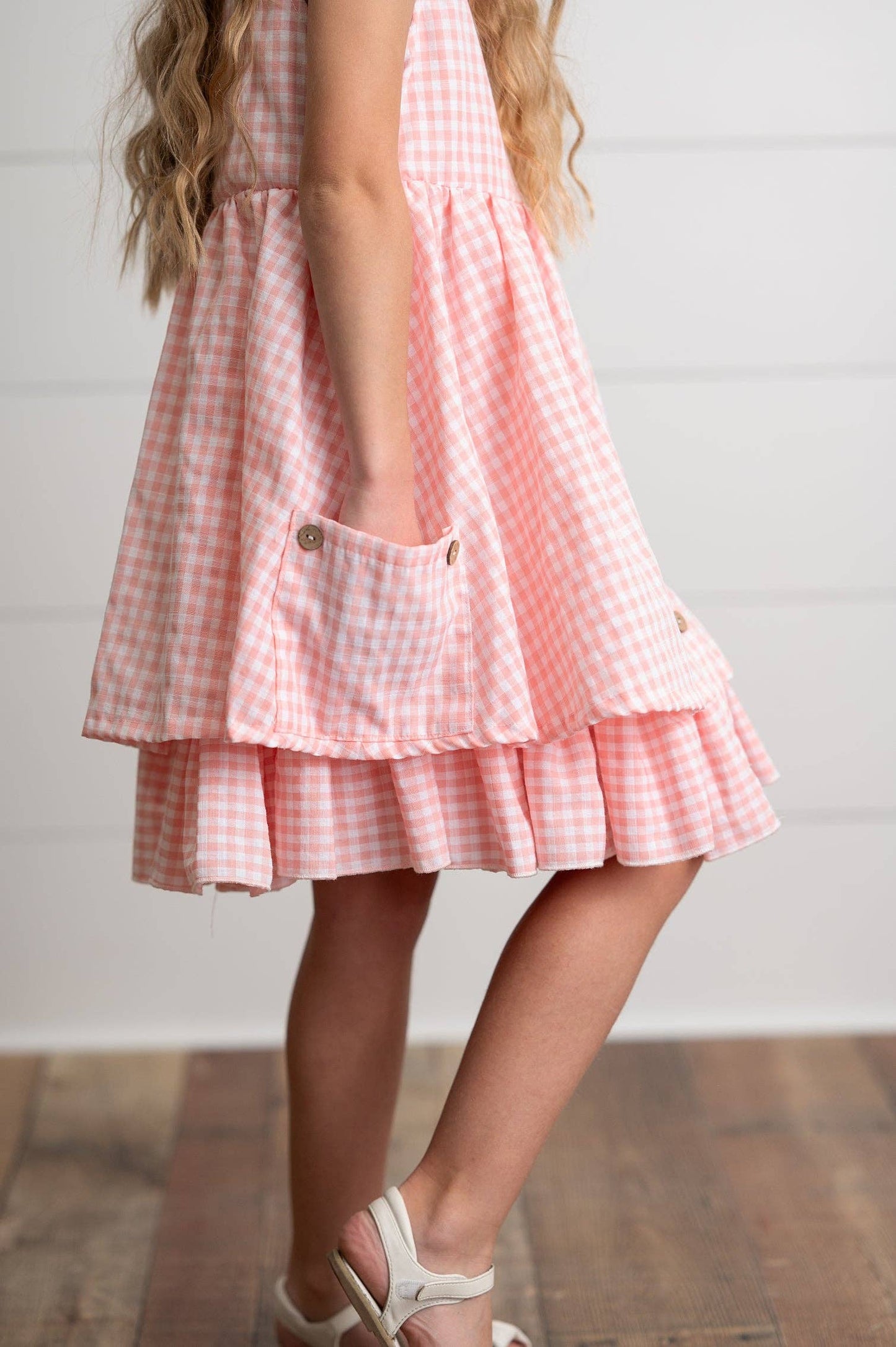 Tween Pink & White Gingham Dress