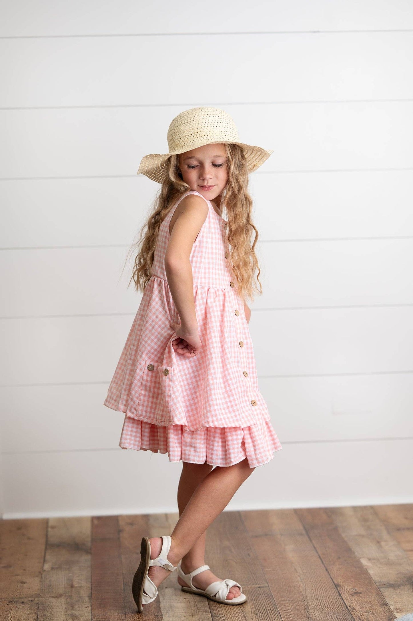 Tween Pink & White Gingham Dress