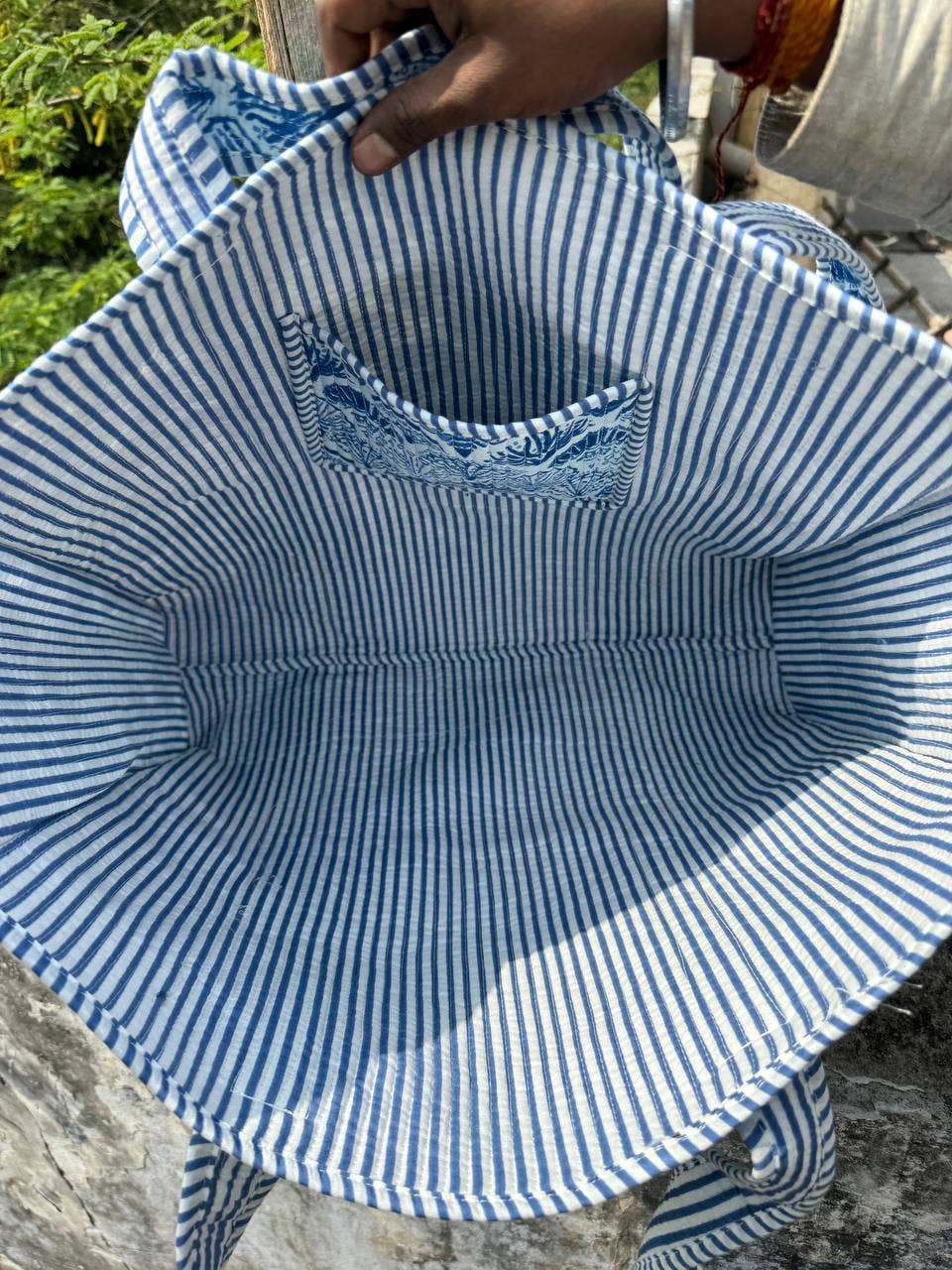 Indigo Quilted Cotton Tote Bag