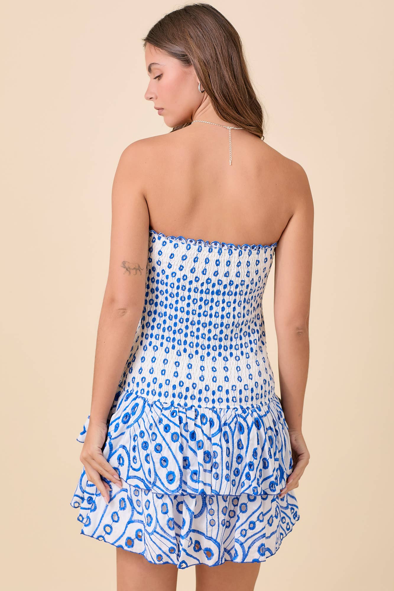 Ocean Petals Ruffle Mini Dress