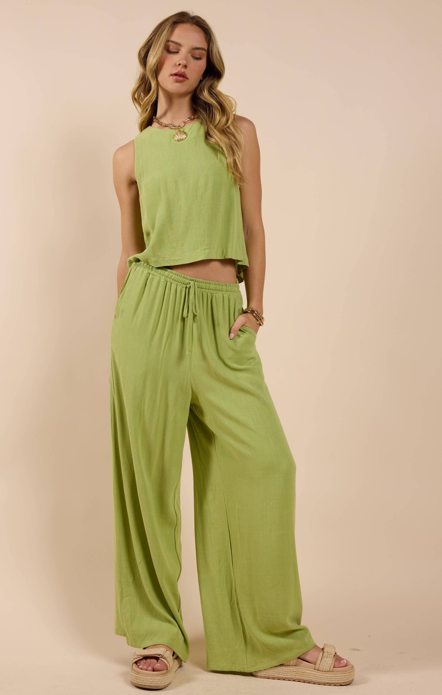 Avocado Elastic Waist Pants