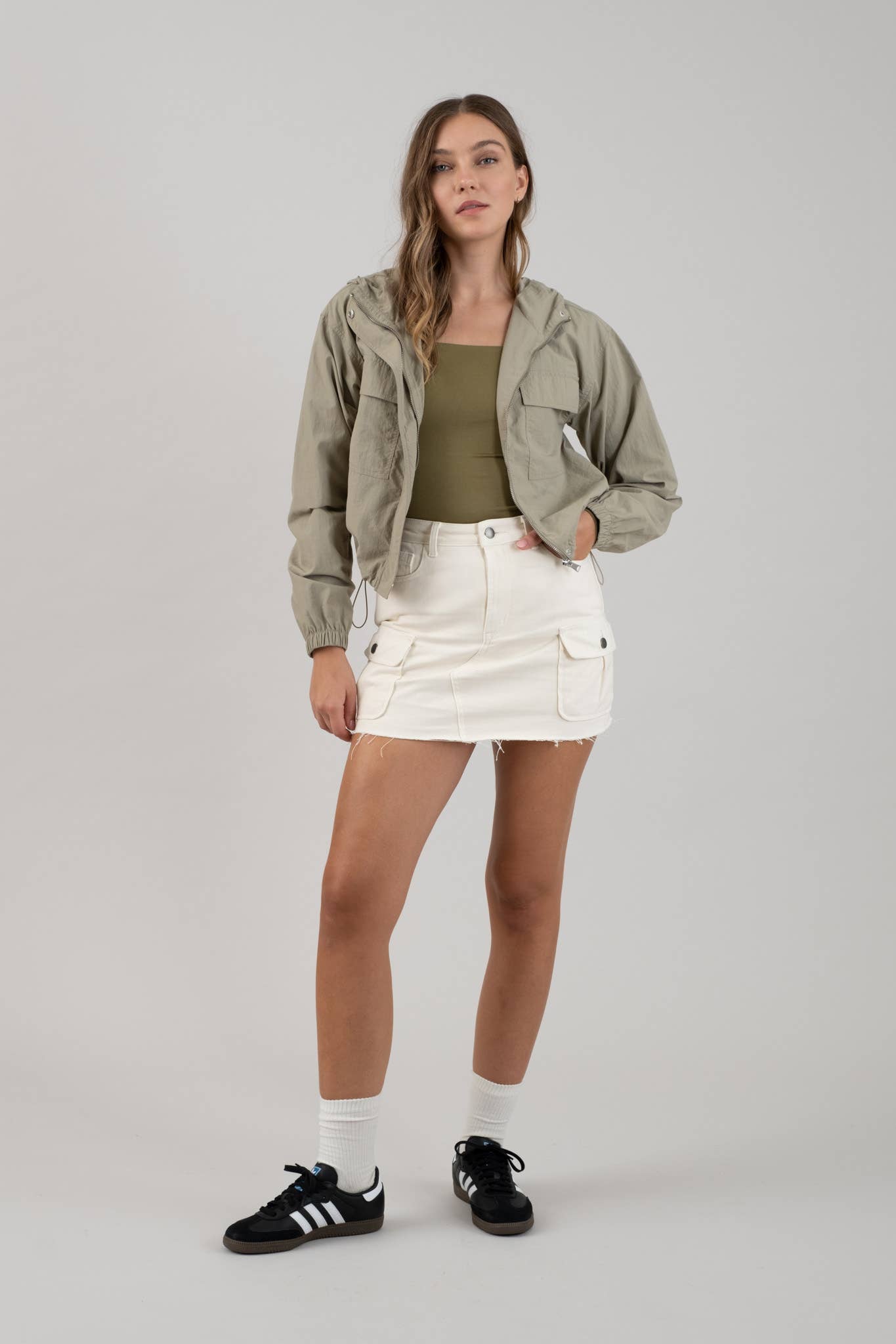 Zip Up Hooded Windbreaker Jacket