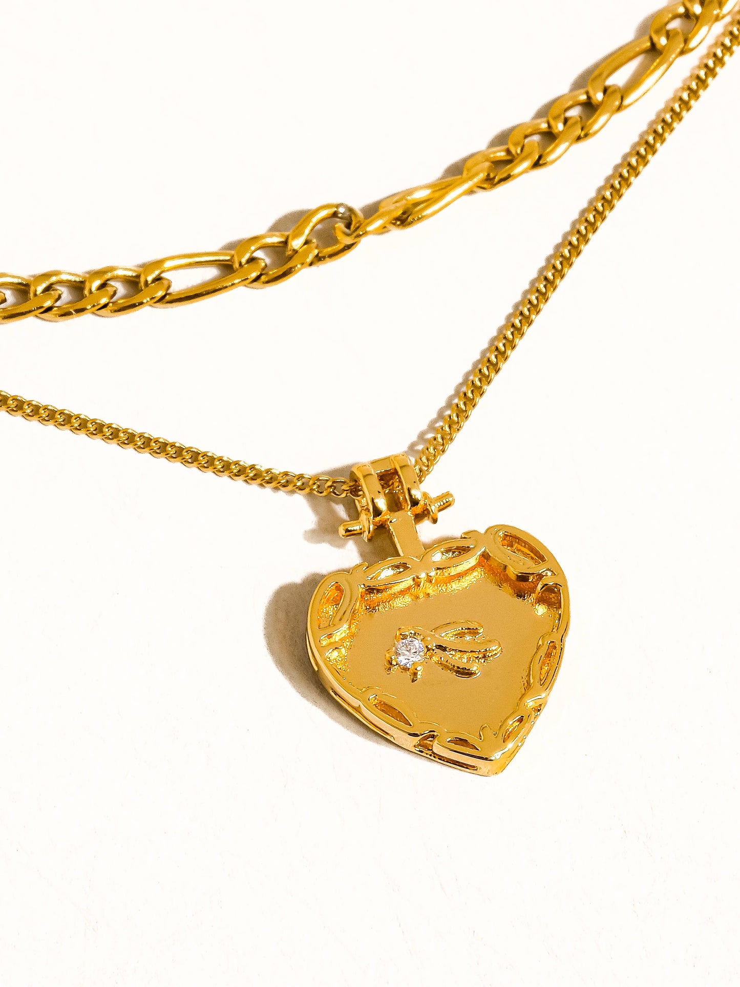 Landy 18K Non-Tarnish Layered Heart Chain Necklace