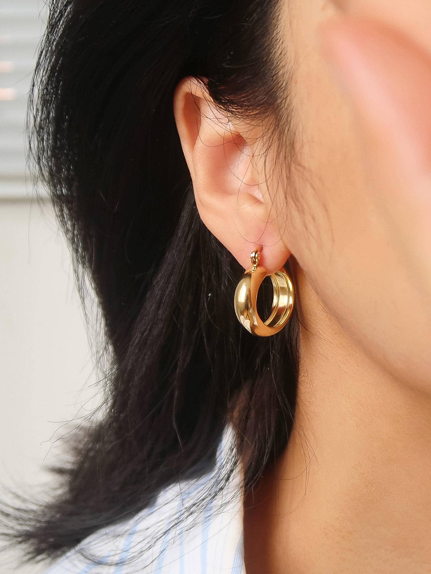 Constance 18K Non-Tarnish Classic Hoop Earring