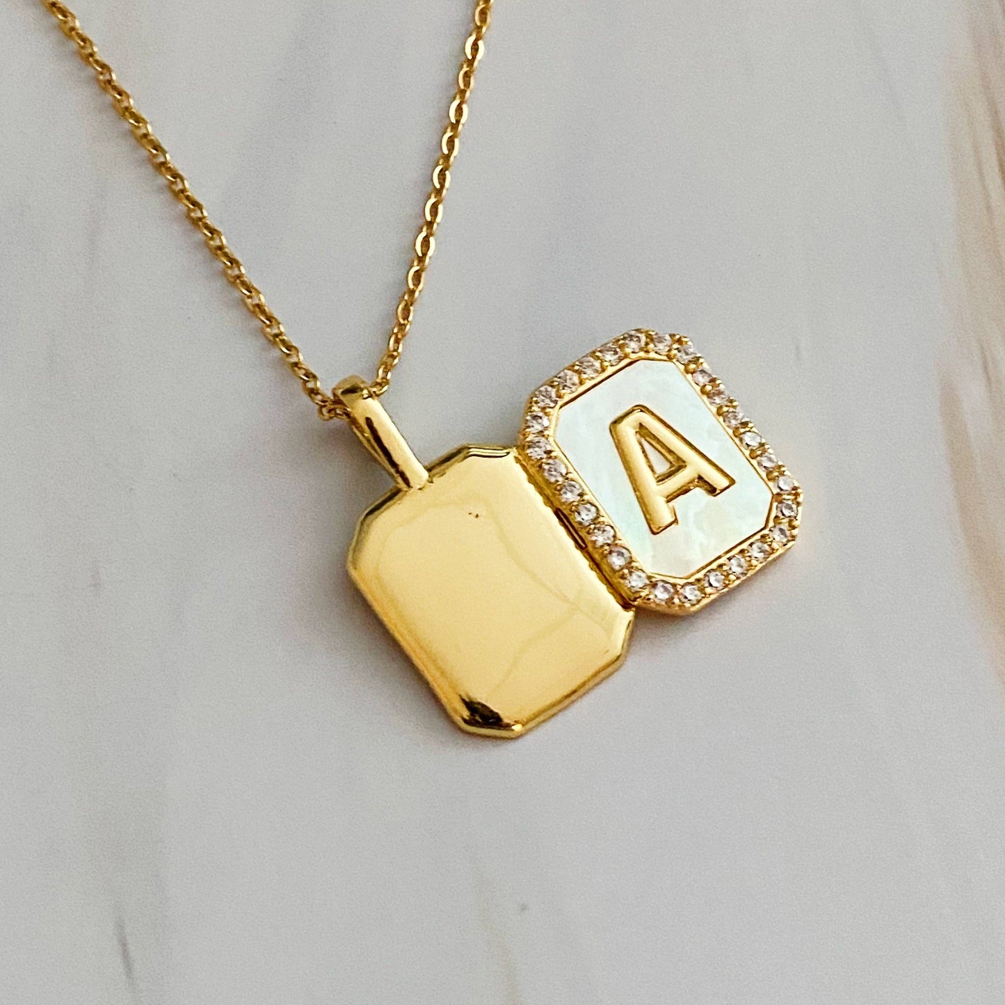 Initial Open Locket Pendant Necklace