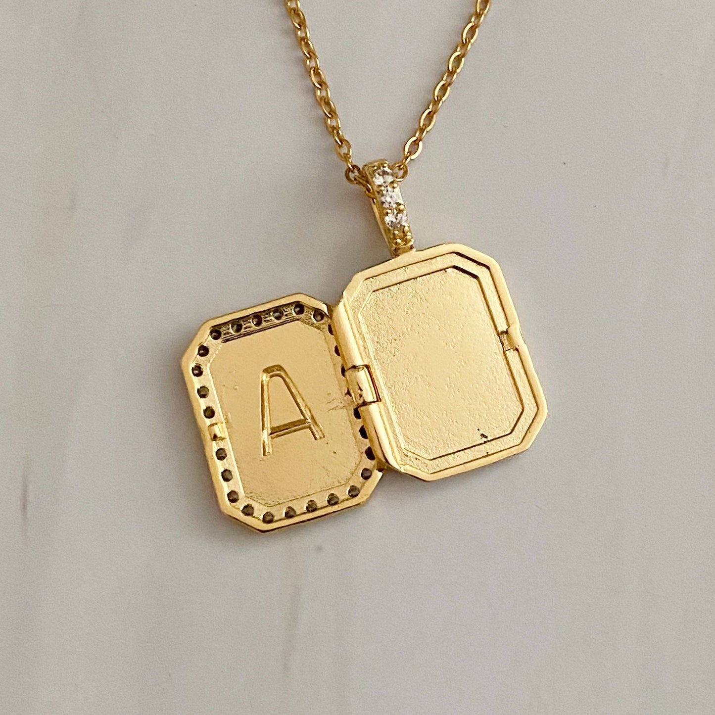 Initial Open Locket Pendant Necklace