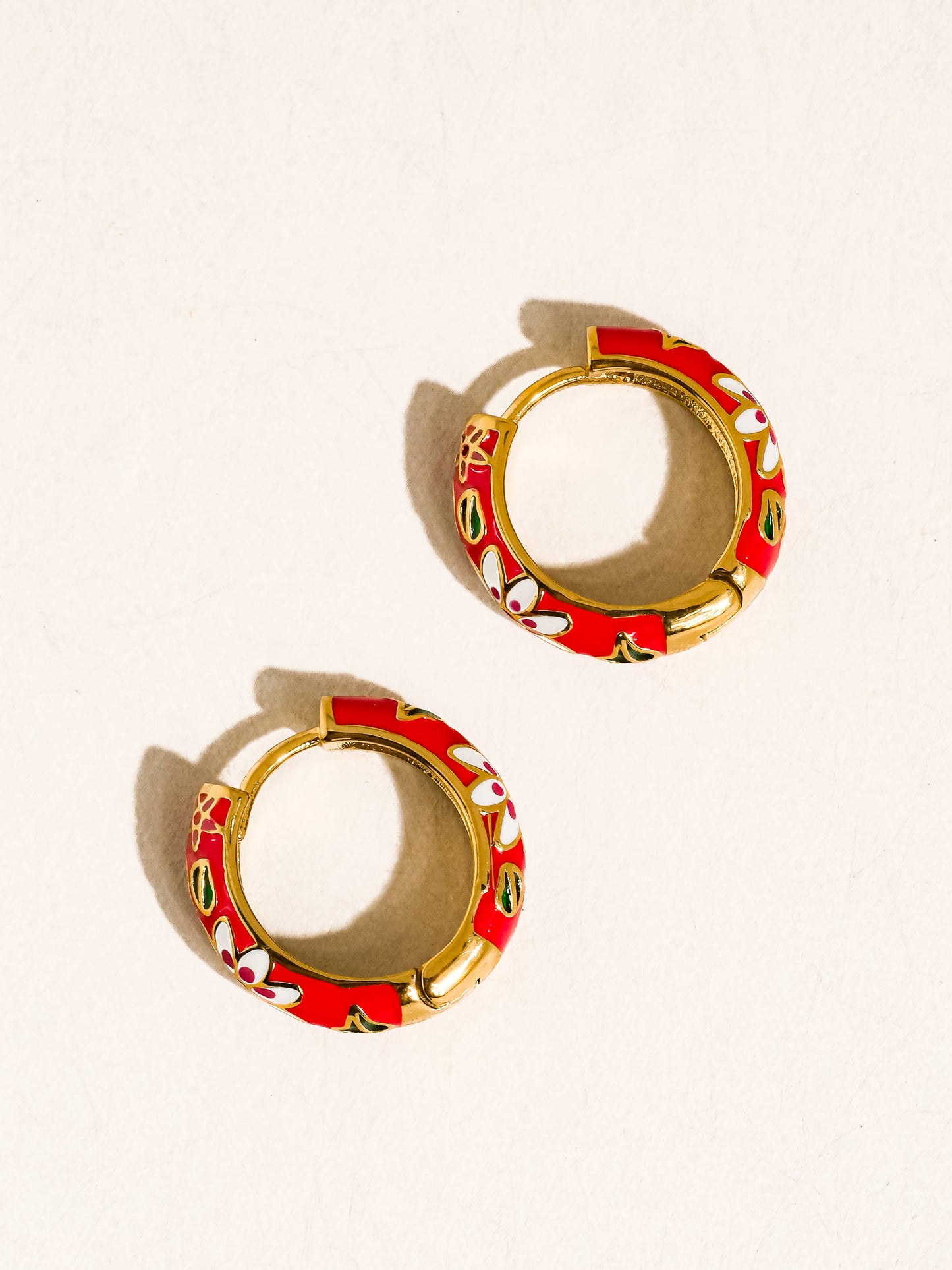 Isabeau 18K Gold Non-Tarnish Vintage Floral Hoop Earrings