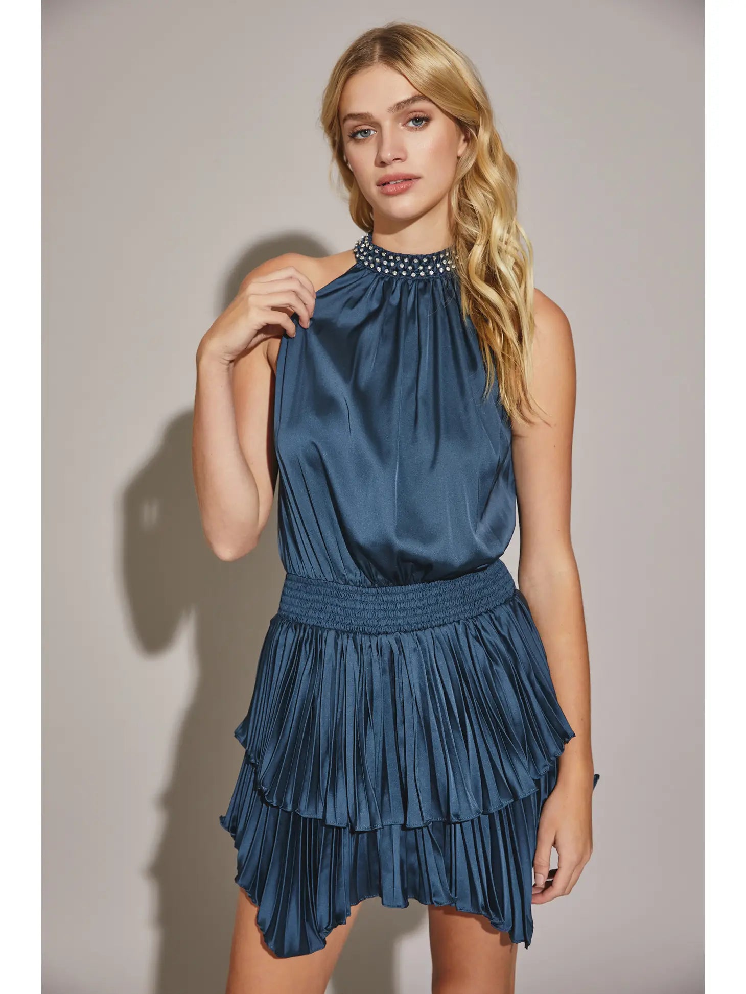 MS Halter Neck Pleated Dress My Tribe Boutique MS Halter Neck Pleated Dress My Tribe Boutique