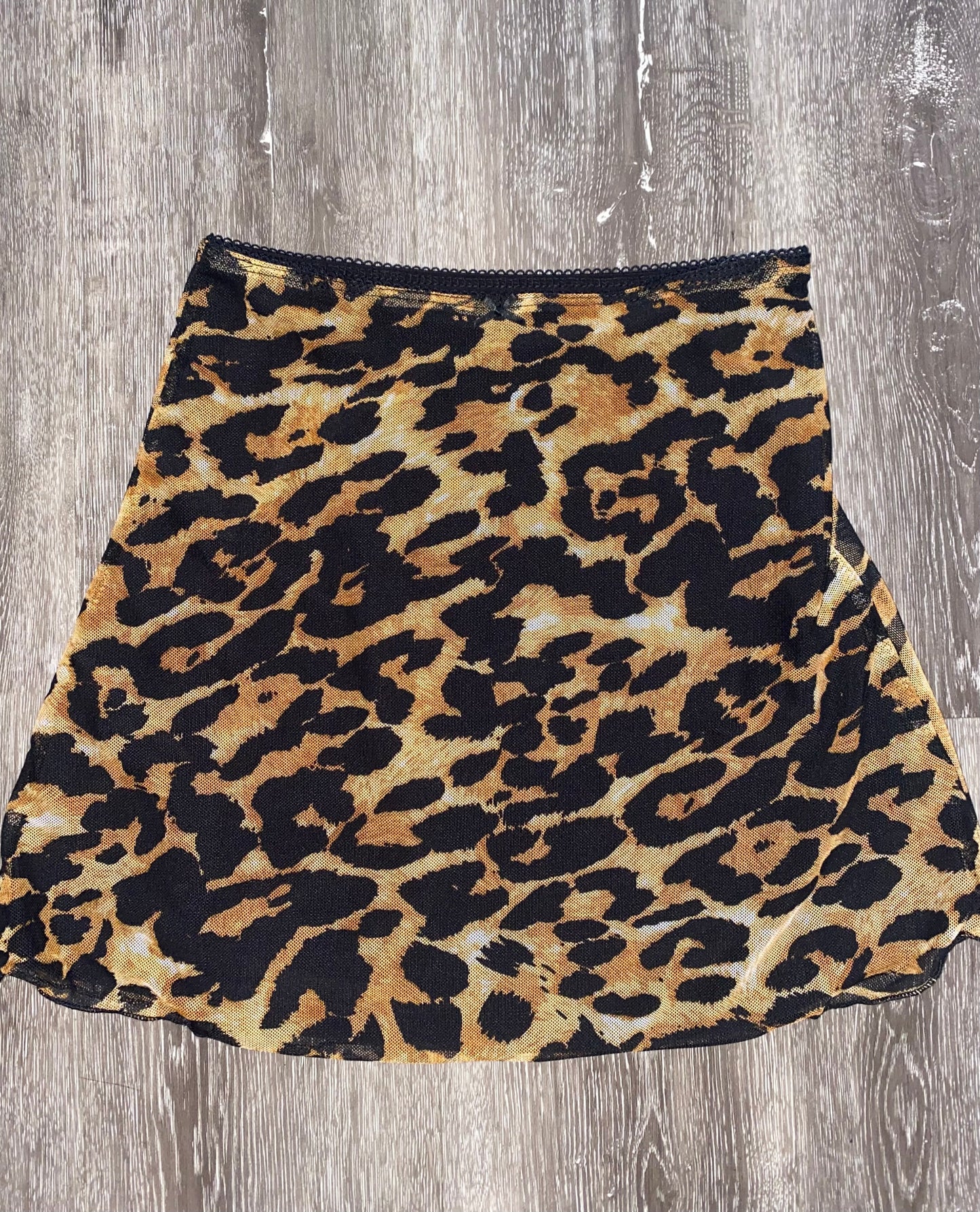 Mesh Bow Skirt Leopard
