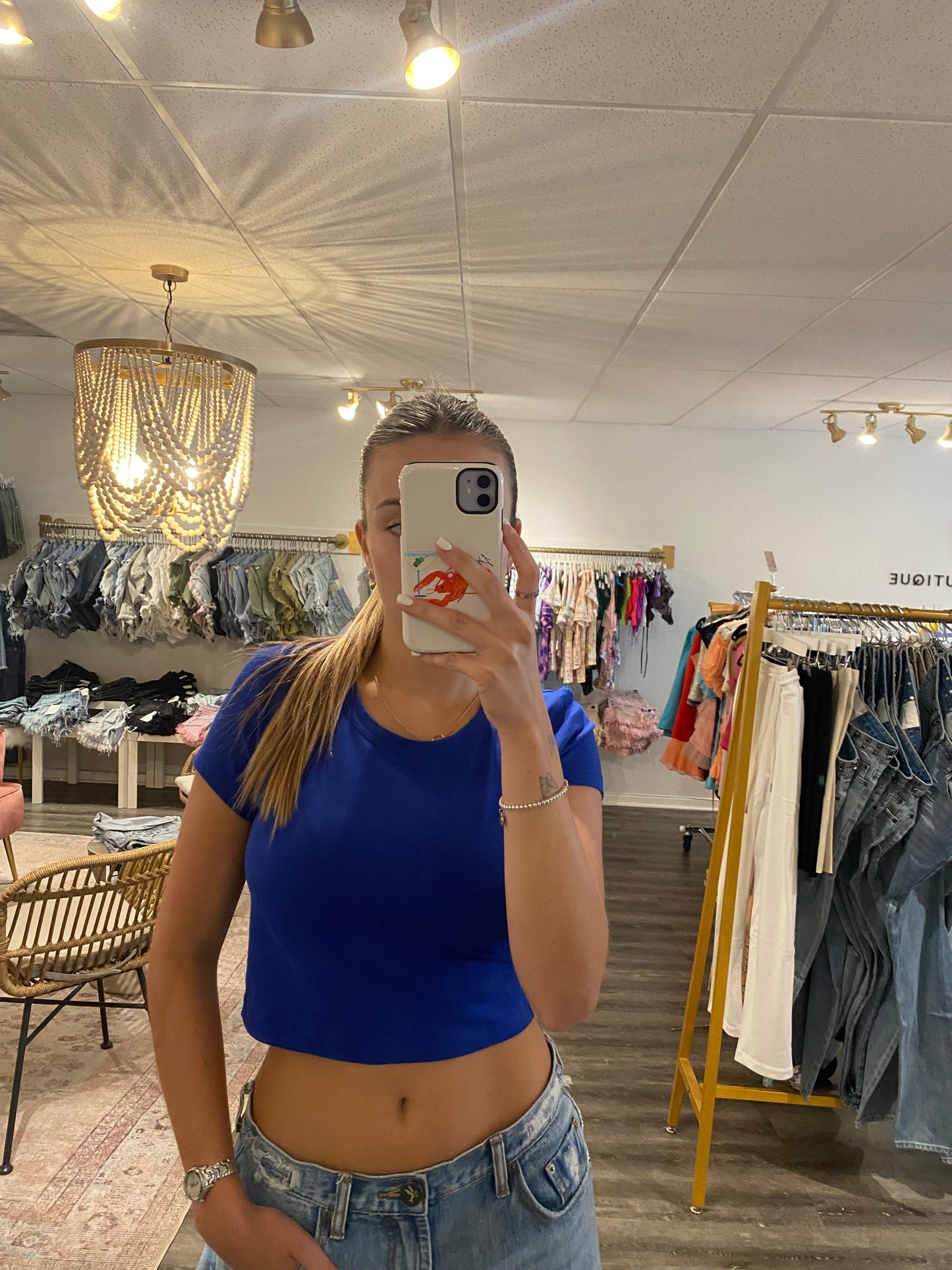 Royal Blue Crop Top Baby Tee T-Shirt