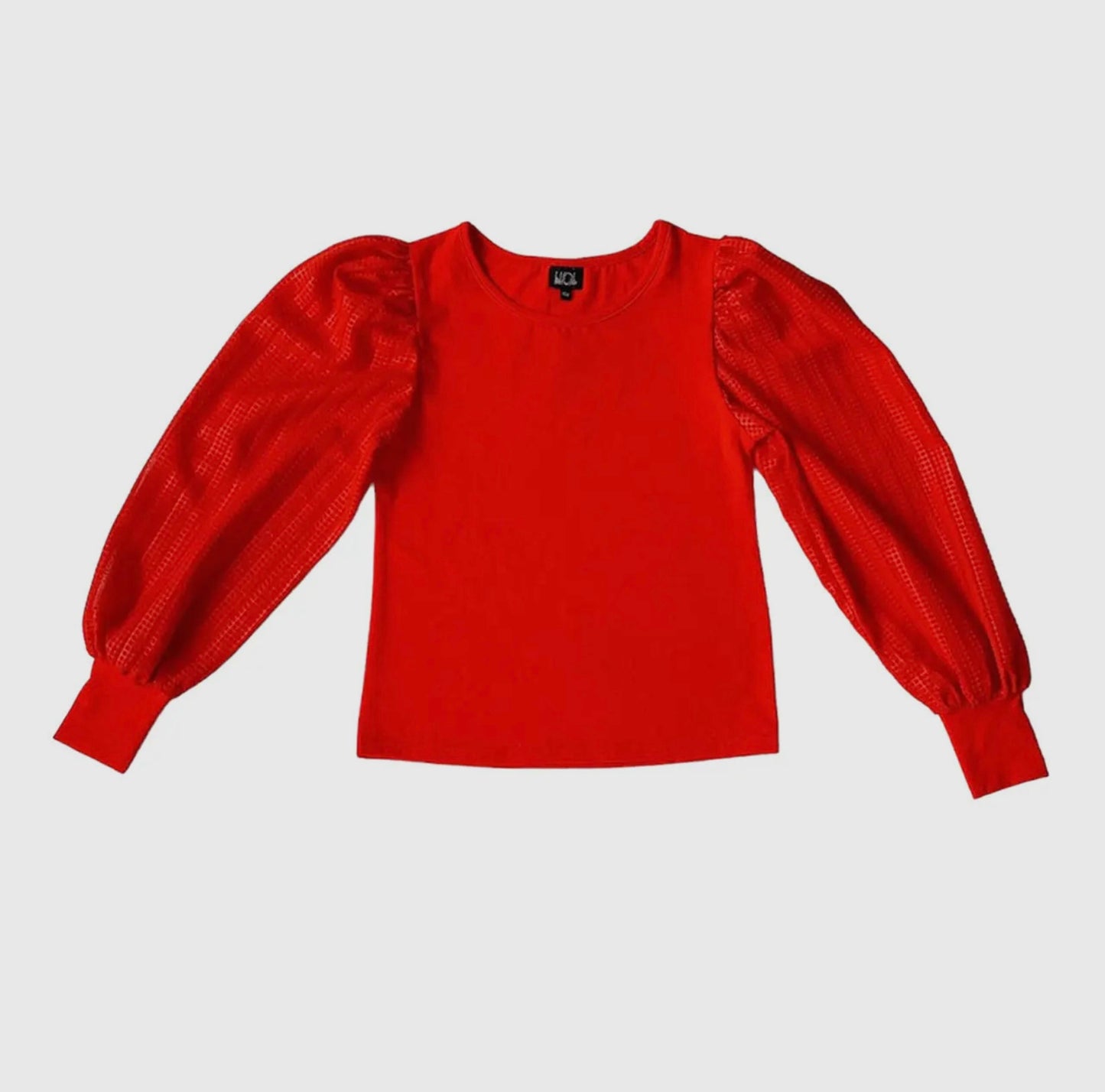 Red Textured Long Sleeve Top - LO