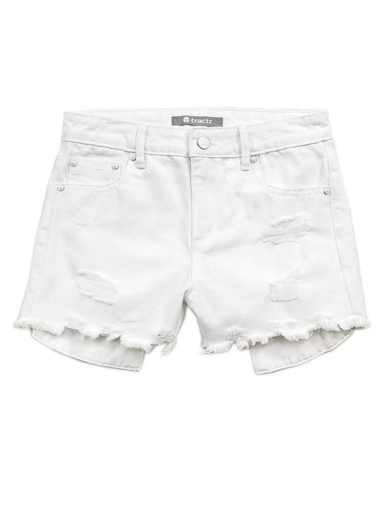 Girls White Weekender Destruction Shorts - TR