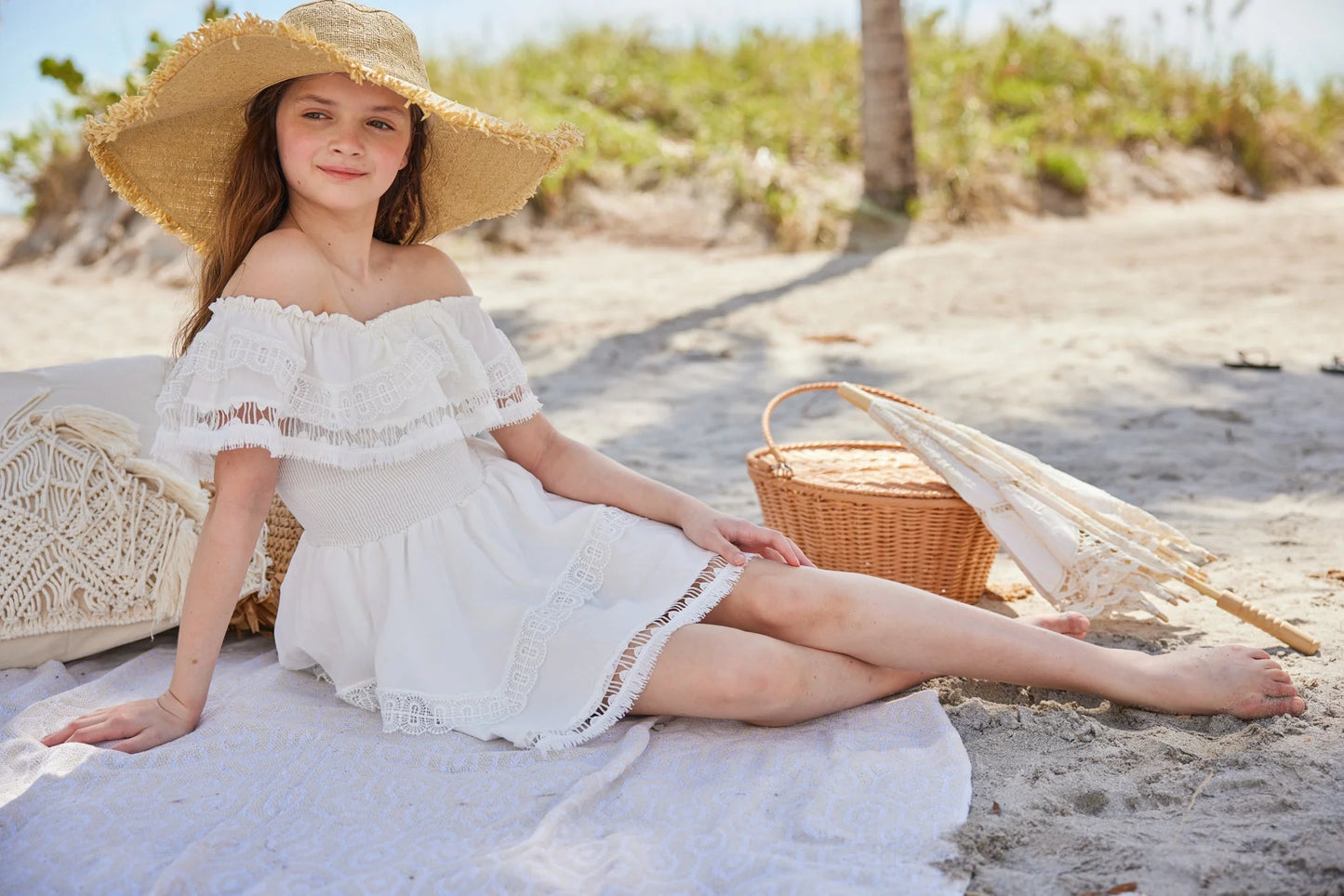 Wyatt Off The Shoulder Dress White (Tweens)