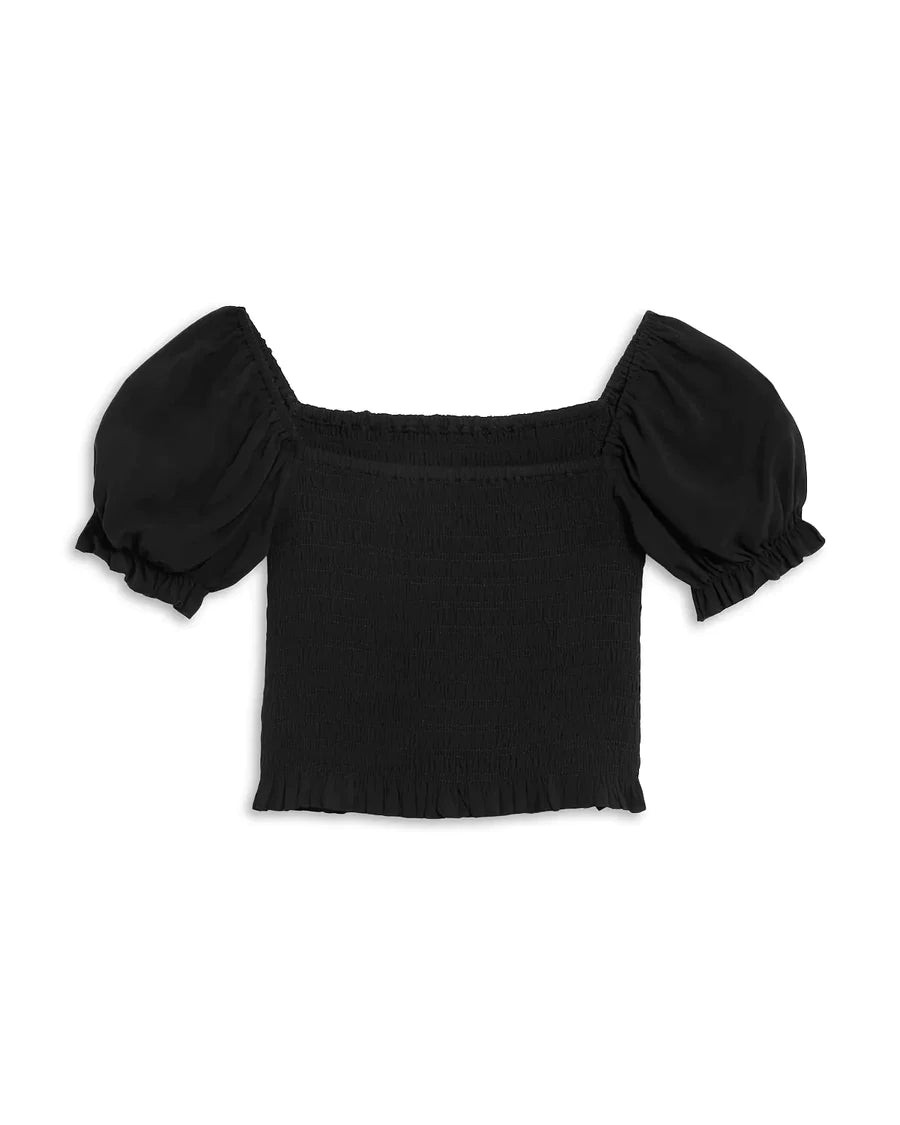Black Marlee Puff Sleeve Top Tweens - Katiej NYC