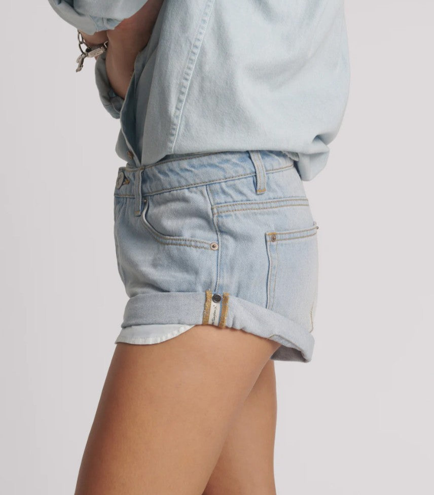Cyber Blue Bandits Low Waist Denim Shorts