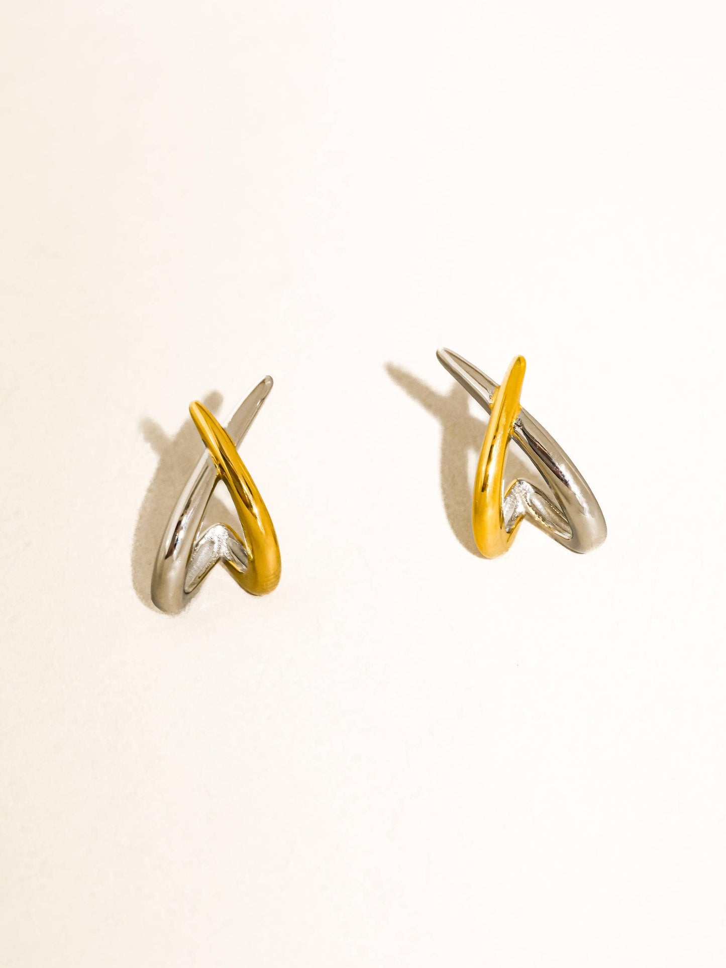 Staven Two Tone Crossover Earrings