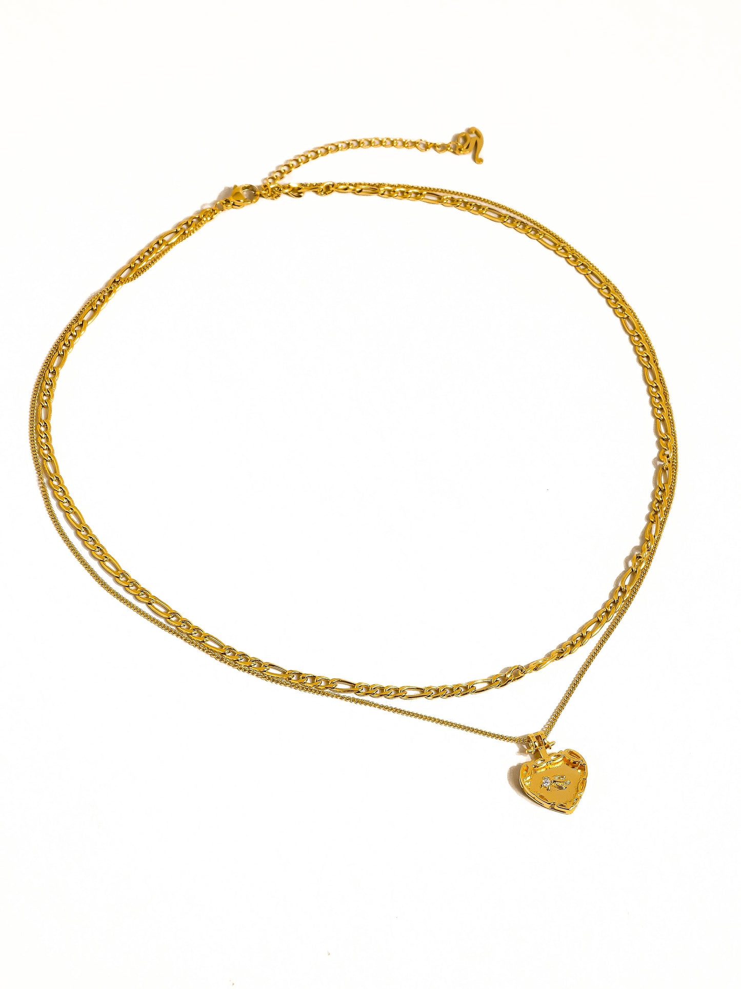 Landy 18K Non-Tarnish Layered Heart Chain Necklace