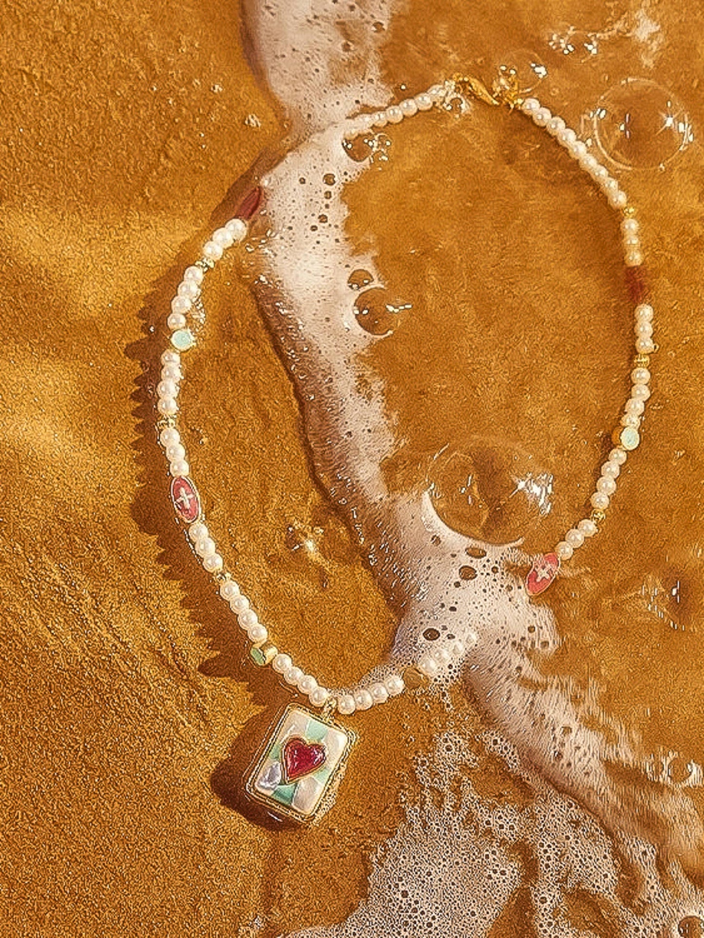 Clementine 18K Gold Vintage Pearl Heart Necklace